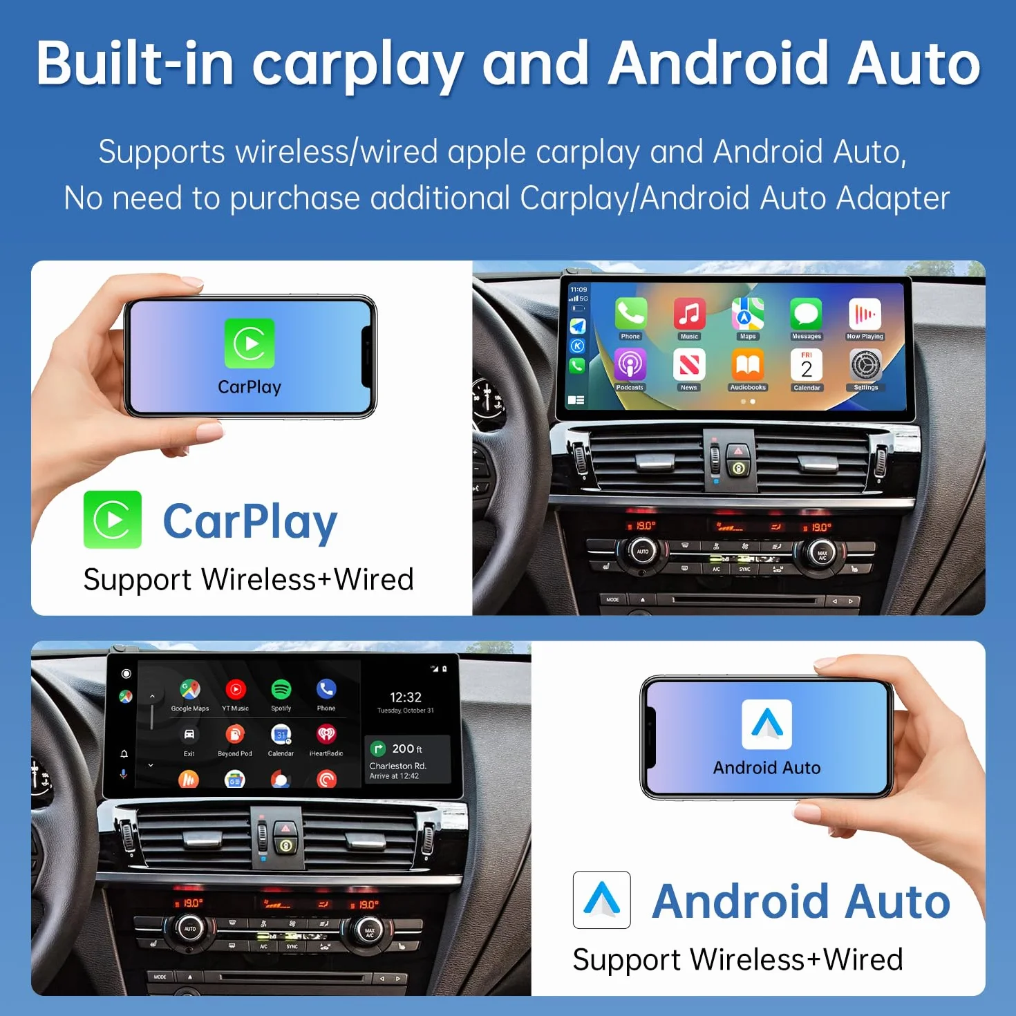 Road Top Ekran CarPlay 12,3-calowe radio samochodowe dla BMW X3 X4 F25/F26 NBT 2013-2016
