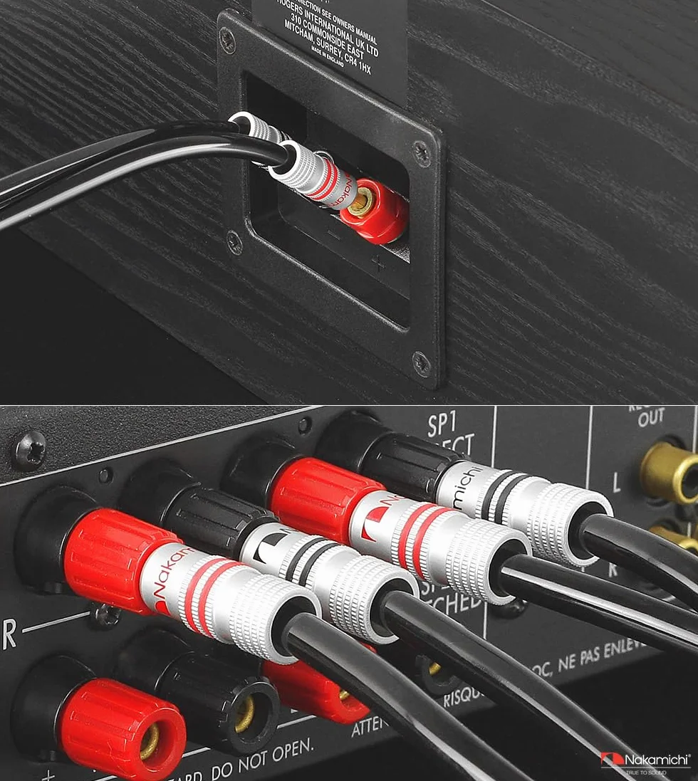 Nakamichi Excel Series pozłacane wtyki bananowe 12AWG 99,9% miedź beztlenowa OFC 2-pak