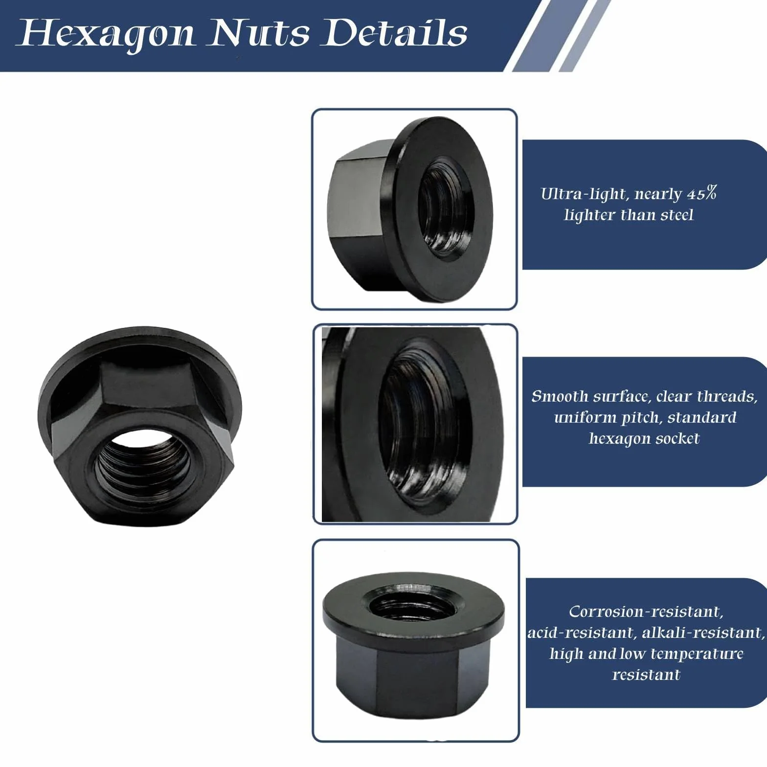RISON tytanowa nakrętka kołnierzowa M12 x 1,25 mm, tytanowa nakrętka zębata, czarna, 6AL4 V, tytanowa nakrętka kołnierzowa do motocykla, 5 sztuk