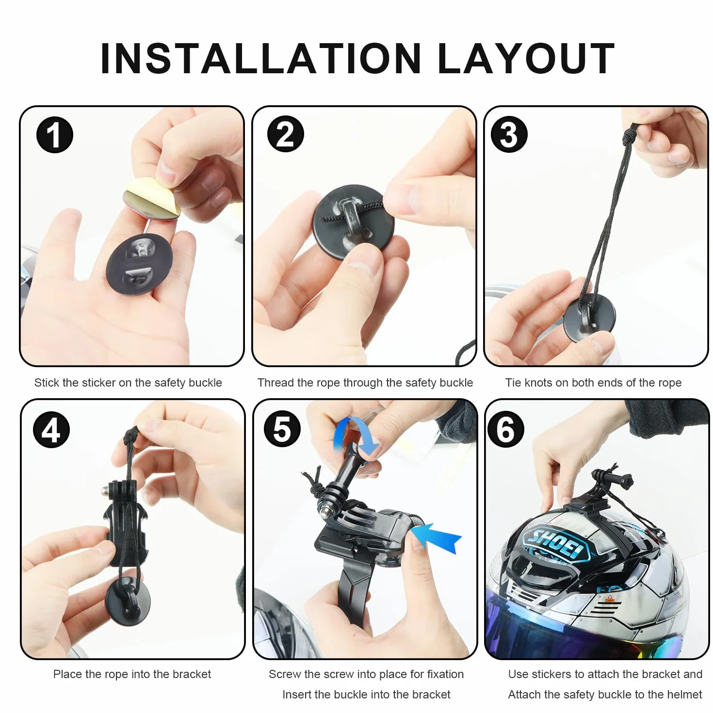 Uchwyt na kask motocyklowy do GoPro Hero 11 10 9 8 7 Xiaomi Yi SJCAM