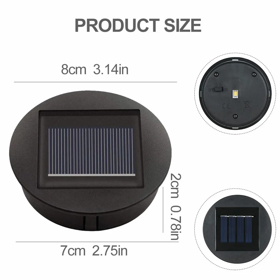Lampy solarne, części zamienne, 2 x śred. 8 cm, lampa solarna z jasnymi diodami LED, do lamp ogrodowych, wiszących latarni, ogrodu, tarasu, chodnika