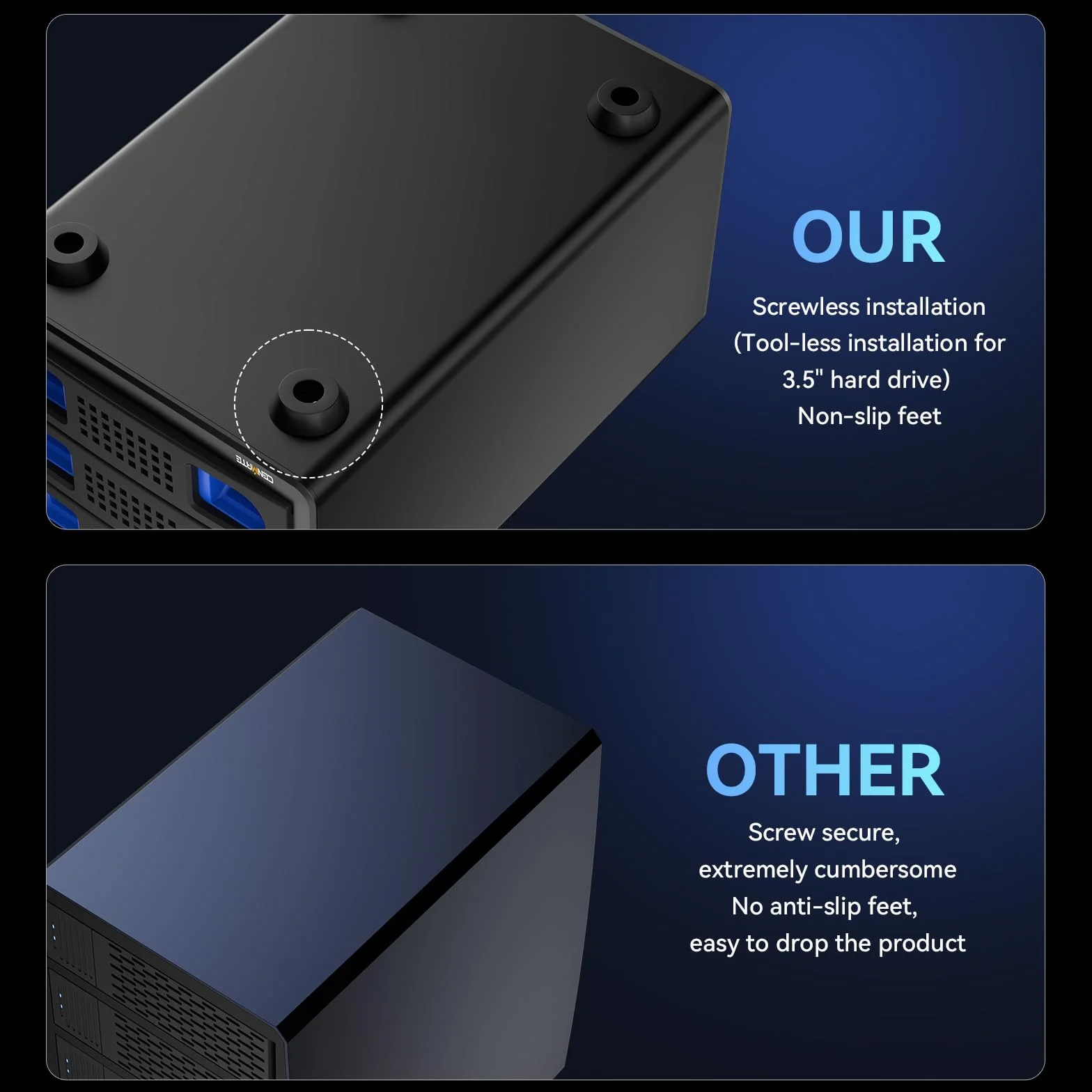 Aluminiowa obudowa 3 Bay HDD z wentylatorem 2,5/3,5 SATA HDD/SSD USB A/C 3.0 Hot Swappable Daisy Chain