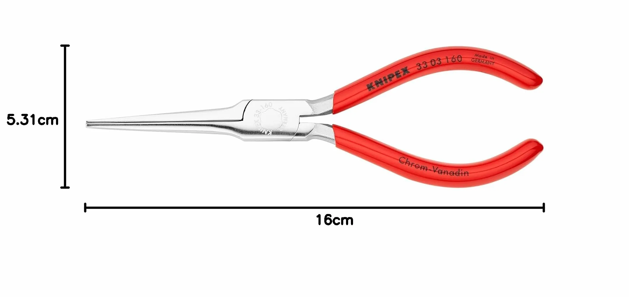 KNIPEX Szczypce chwytające typu "kaczy dziób" chromowany z tworzywa sztucznego, powlekane 160 mm, 33 03 160