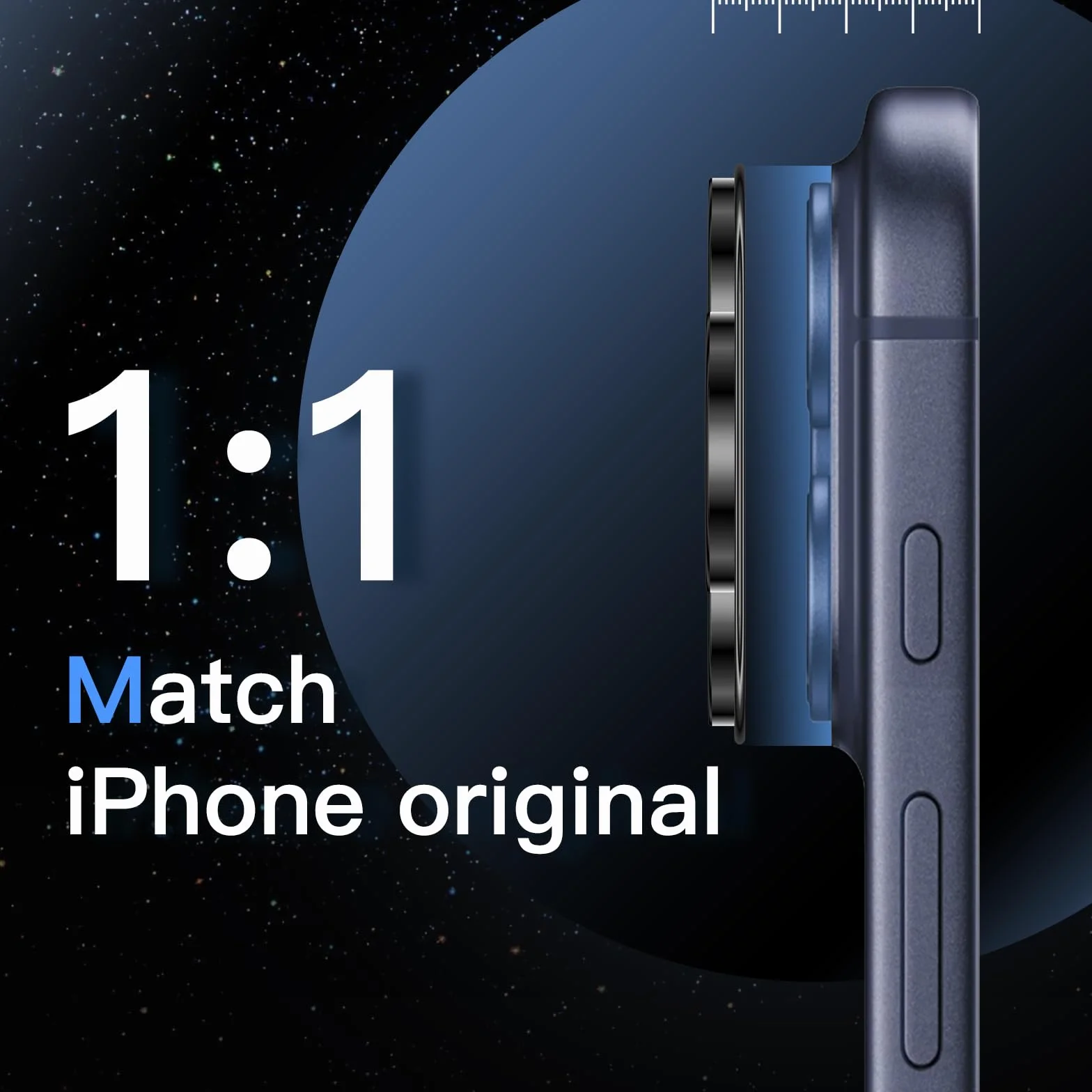 JETech Osłona Obiektywu Aparatu iPhone 17 Pro 6,3 Cala 9H Szkło Hartowane Matowe Metalowa Płytka Czarny