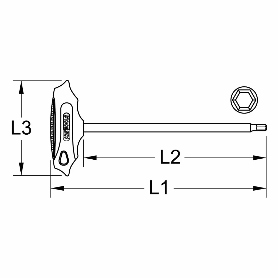 KS Tools 962.0963 BERYLLIUM+ Kątowy klucz imbusowy z uchwytem T, okrągła główka 6 mm