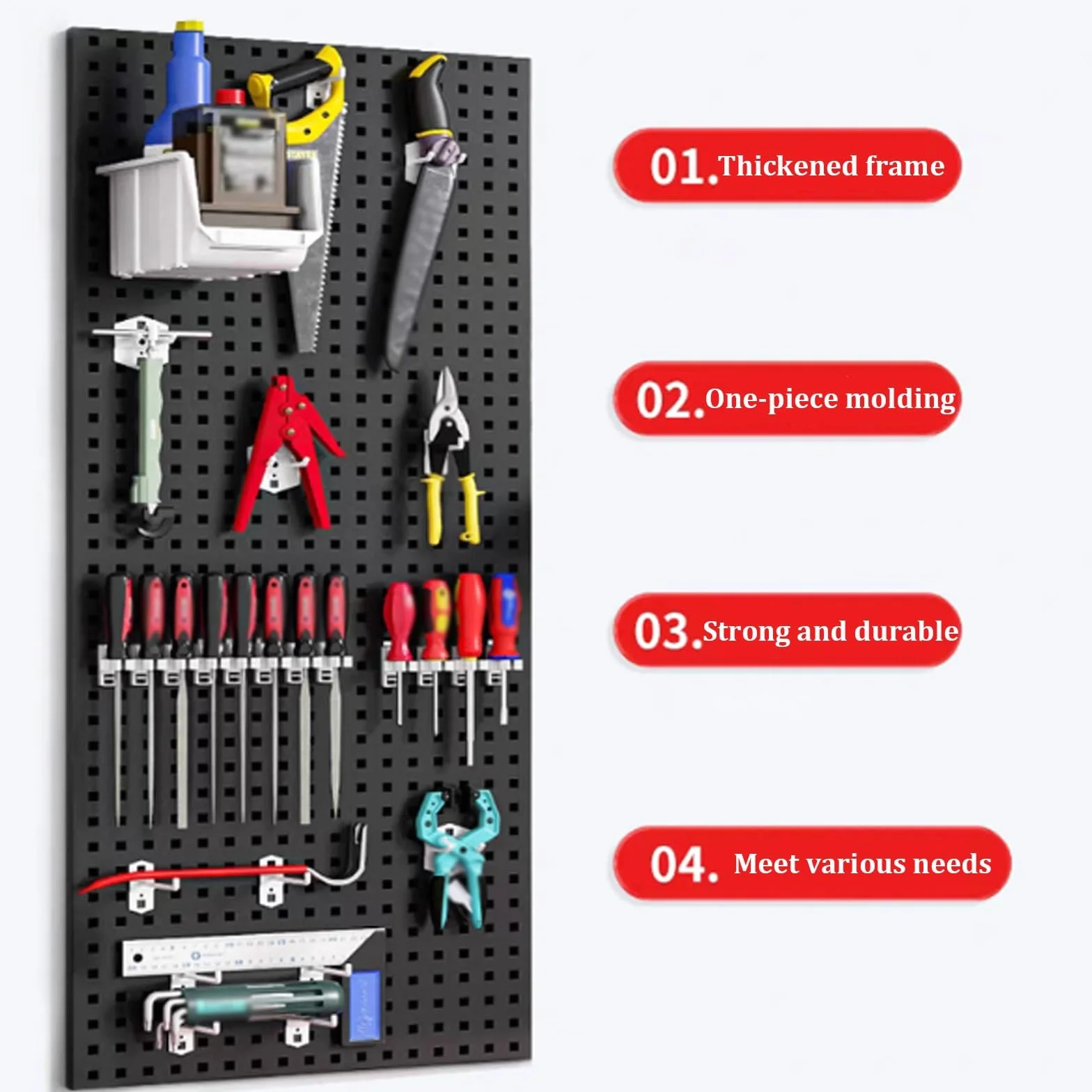 Organizer ścienny do domu i biura, Organizer ścienny z pegboardu do przechowywania narzędzi w kuchni garażowej wielokolorowy, wiele rozmiarów | Black,60x35cm