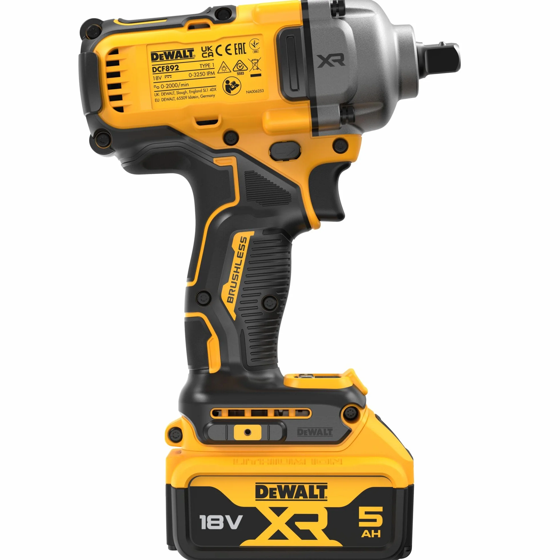 DEWALT DCF892P2T-QW XR 18V akumulatorowa wkrętarka impulsowa 813 Nm, moment obrotowy 813 Nm, w zestawie 2 baterie 18 V/5,0 Ah, ładowarka, metalowy haczyk do paska i etui T-STAK