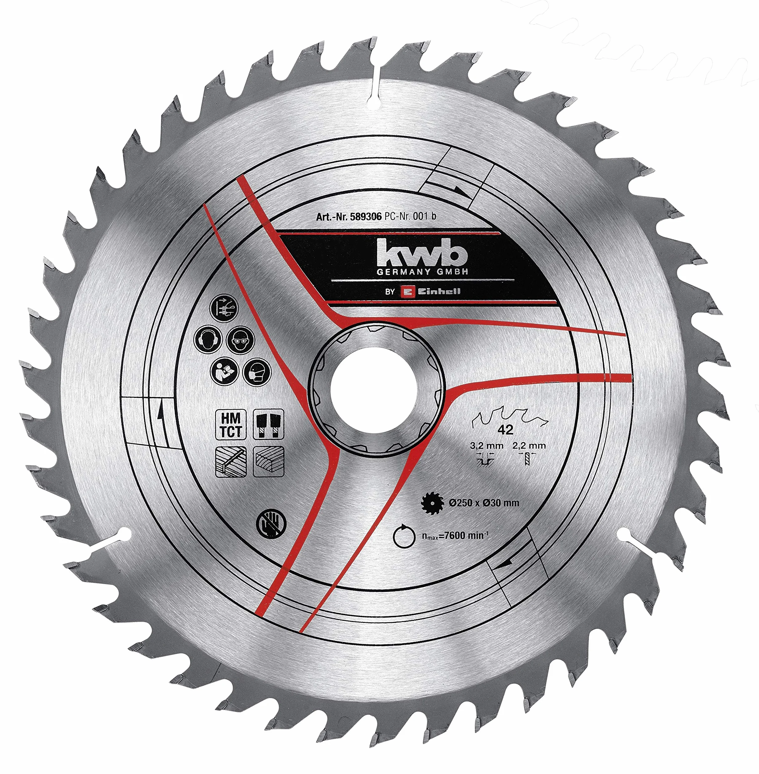 kwb by Einhell 3-częściowy zestaw brzeszczotów do piły tarczowej 250 x 30 mm Stat. akcesoria do piły (3 x brzeszczoty HM, Ø 250 x 30 mm, 1 x 24 Z, 1 x 42 Z, 1 x 60 Z, pasuje do stołowych pił
