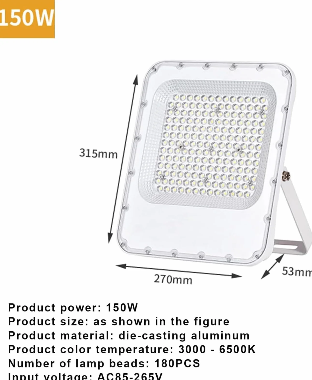 lampy solarne, Ochrona przed przepięciami i piorunami IP66 4KV, zewnętrzne białe oświetlenie robocze do ogrodu garaży(150W)