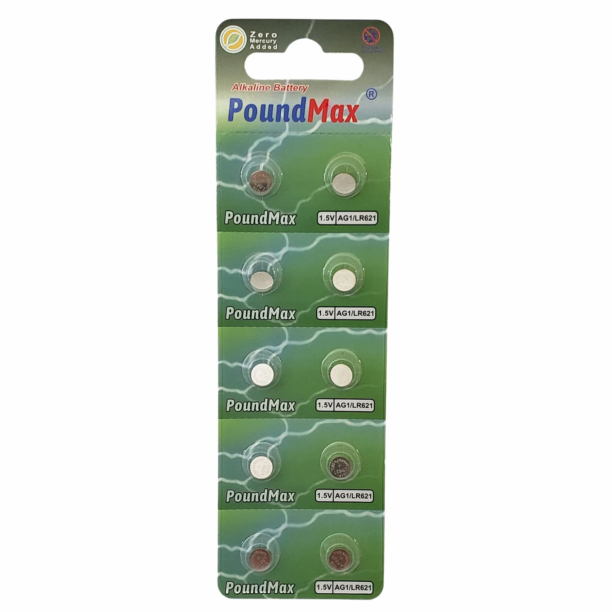 10 x AG1 364 363 LR621 SR621SW 1,5 V PoundMax alkaliczna bateria guzikowa