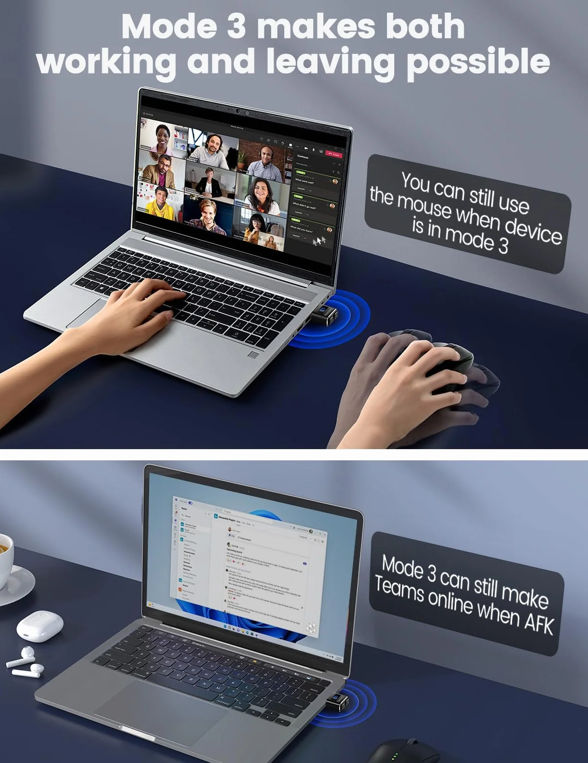Meatanty 2-przyciskowy symulator myszy USB niewykrywalny automatyczny z 3 trybami ruchu wibracja
