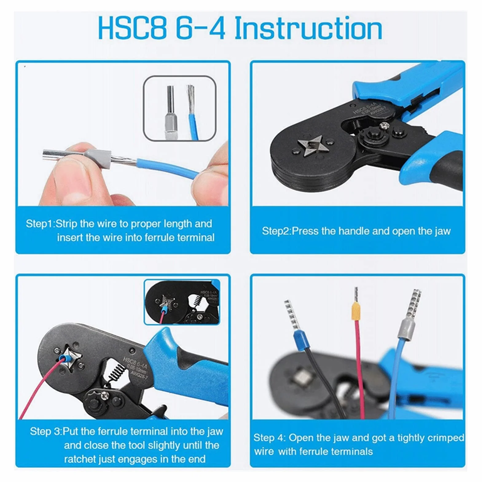 Ściągacz izolacji Europejski Crimper Cripster Crimping Szczypce do zaciskania drutu Stripper Cripster Ferrule Crimping Hand Tool Szczypce + Zestaw Zestaw 1200 Terminals(03)