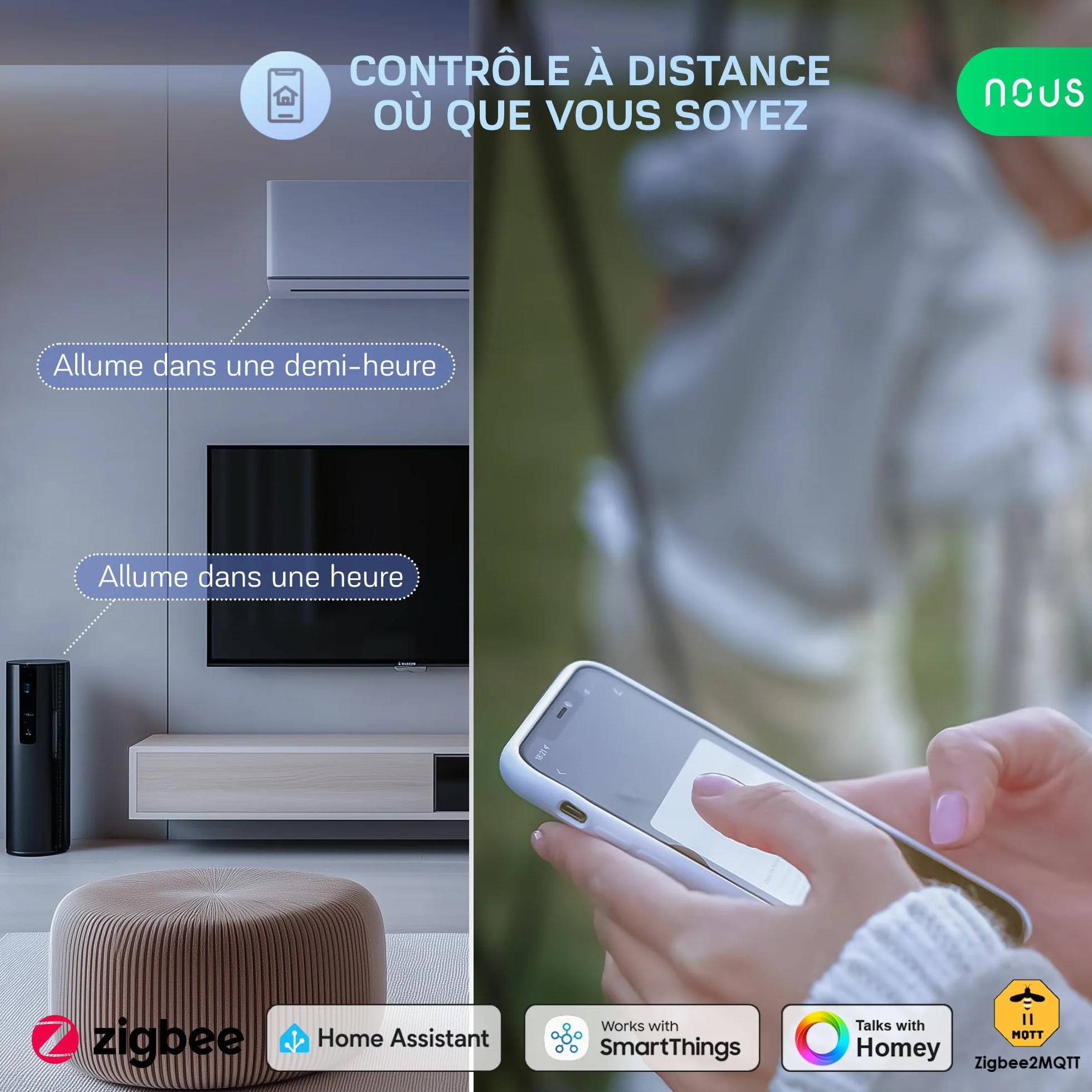 A7Z ZigBee Inteligentne Gniazdko z Monitorowaniem Energii, 16A, Sterowanie za Pomocą Aplikacji i Głosu, Timer, Kompatybilne z Alexa,Google Home,Home Assistant,Tuya, Wymagany Hub ZigBee, 1Pack