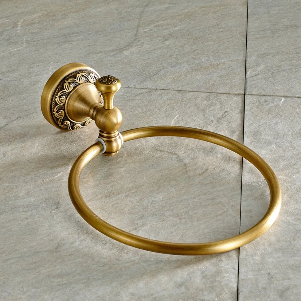 Weare Home Retro solidna miedź, pojedynczy pierścień na ręczniki, wieszak na ręczniki, minimalistyczny, klasyczny z nacięciem, powłoka z brązu, montaż ścienny, trwały, akcesoria łazienkowe, dekoracja
