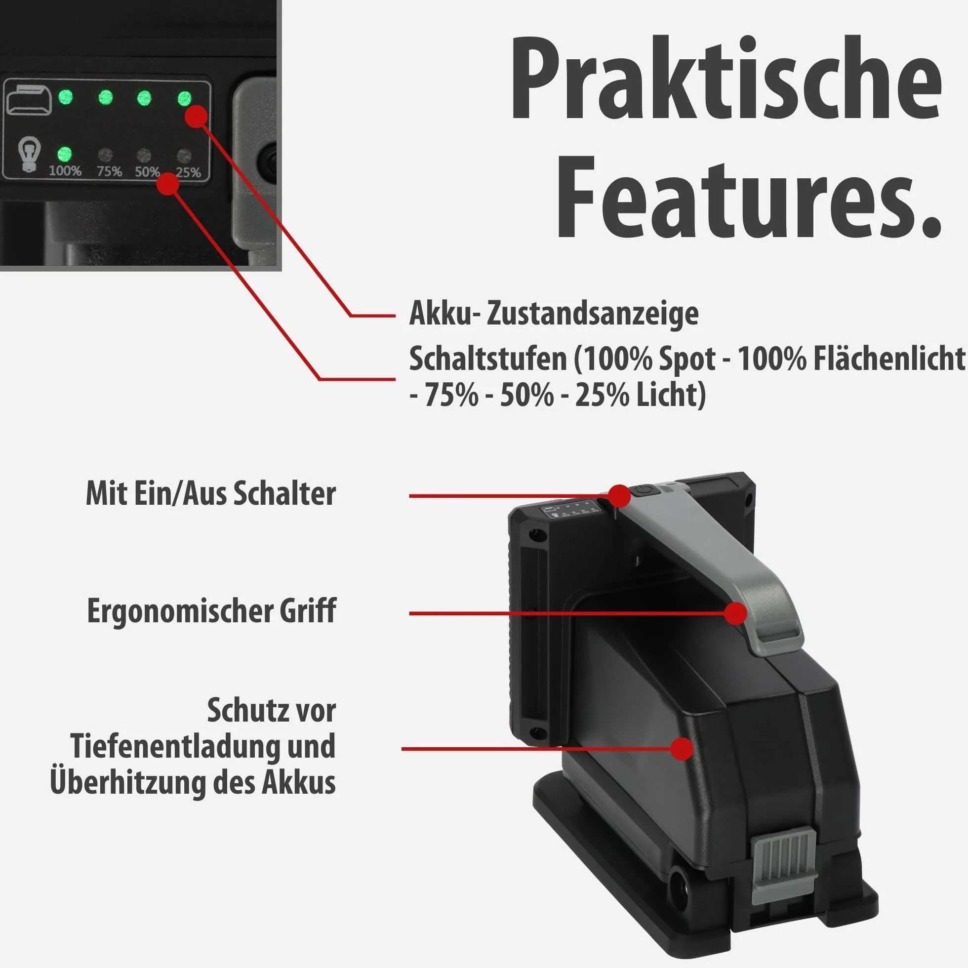 Brennenstuhl Professional Multi Battery LED Lampa ręczna HL 3000 / lampa robocza 1140 + 2160lm (20W, IP54, kompatybilny z akumulatorami 18V od 10 różnych producentów, Engineered in Germany)