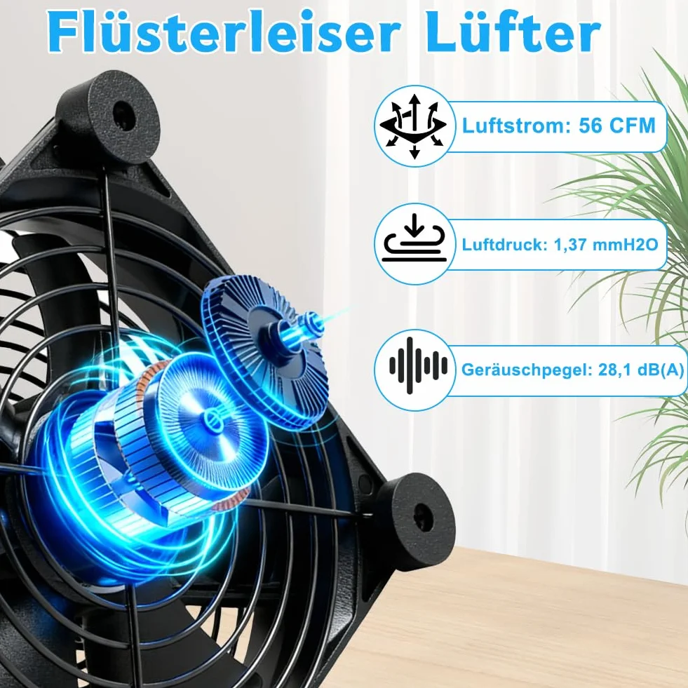 Wentylator komputerowy USB 120 mm z cyfrowym regulatorem temperatury – cichy wentylator chłodzący komputer, podwójne łożyska kulkowe, wentylator obudowy – 3 regulowane wentylatory do CPU