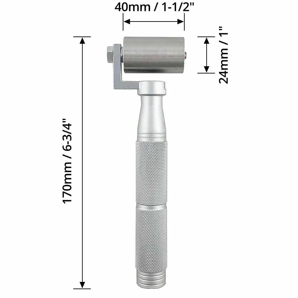 QWORK® Ręczny wałek dociskowy, płaski wałek do szycia ze stali nierdzewnej do uszczelniania krawędzi tapet (40 mm)