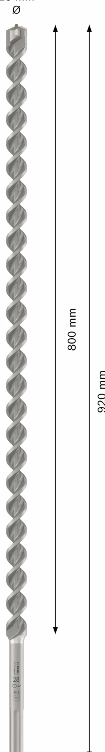 Bosch 1x Wiertło PRO SDS max-4 (do Beton zbrojony, Betonowy blok konstrukcyjny, Ø 28,00 mm, Professional Akcesoria Młot udarowo-obrotowy)