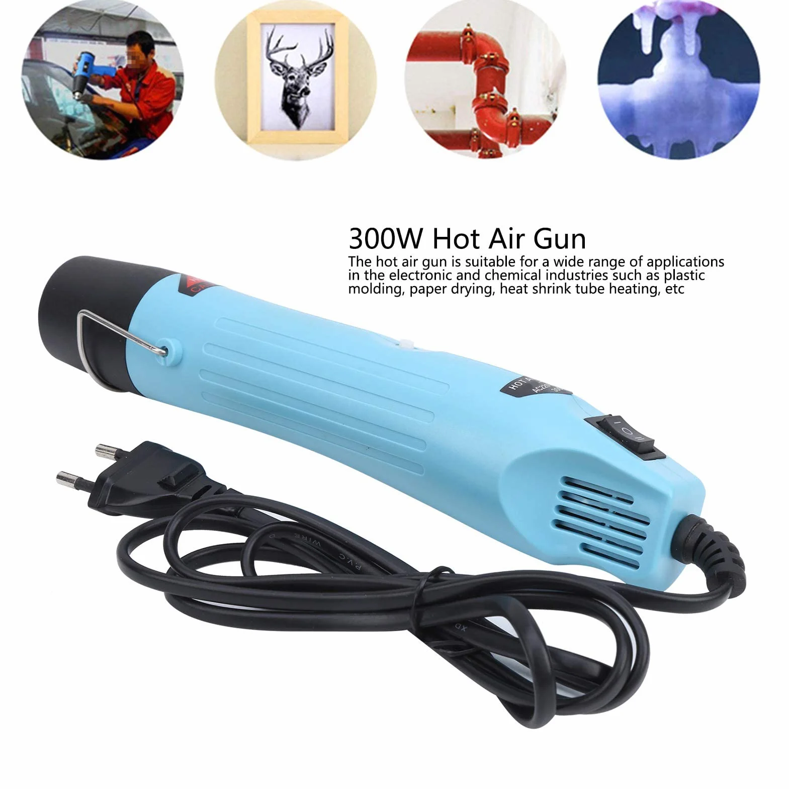 Opalarka, GJ-803 300W Opalarka z regulacją temperatury z dyszami do formowania plastiku, papieru suszącego, rurek termokurczliwych