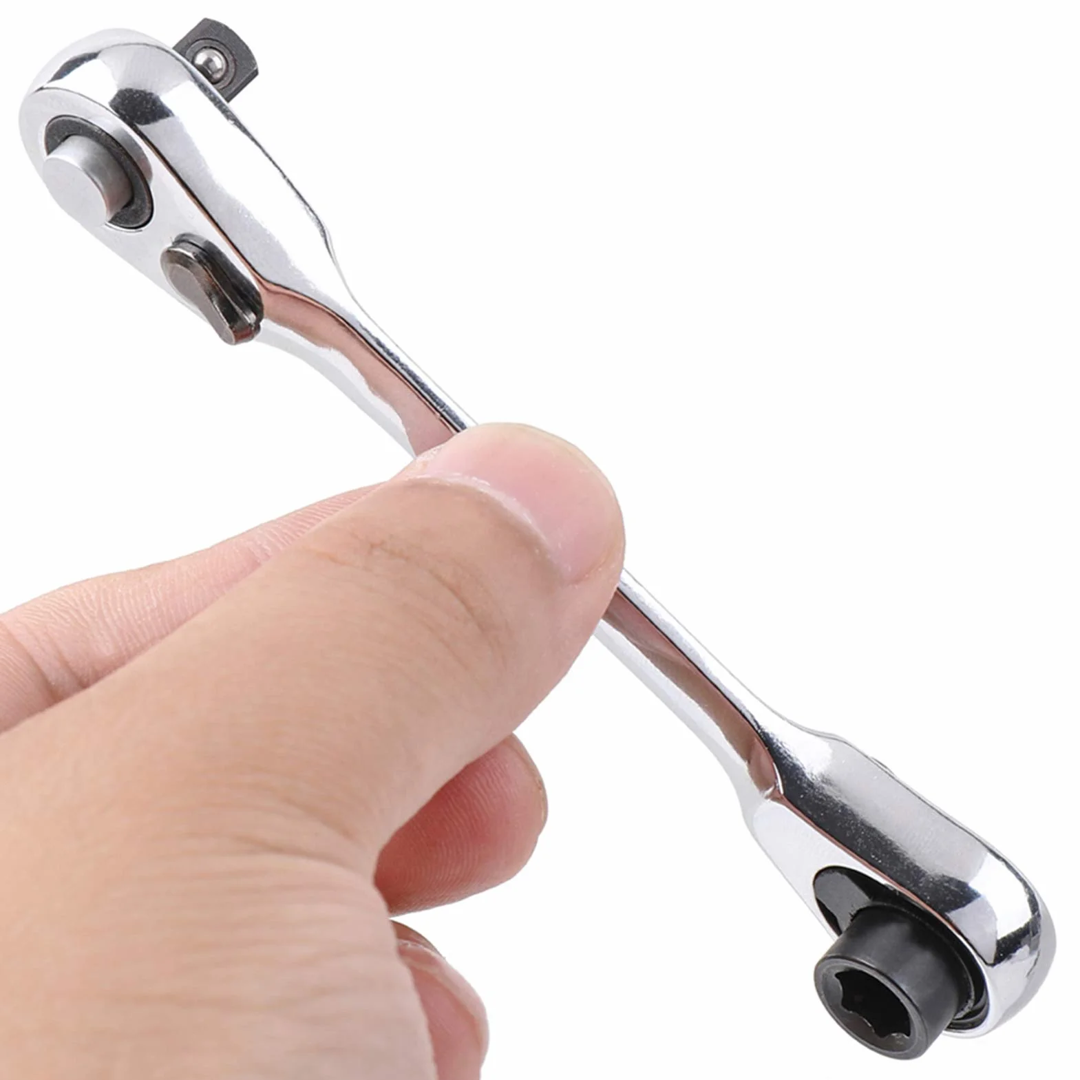 1/4 Inch Mini Podwójny klucz grzechotnikowy 72 Gniazdo napędu zębowego i śrubokręt Bit Grzechotnik Zestaw rotatora 5 stopni Szybka instalacja Akcesoria grzechotnikowe Narzędzie Srebrne