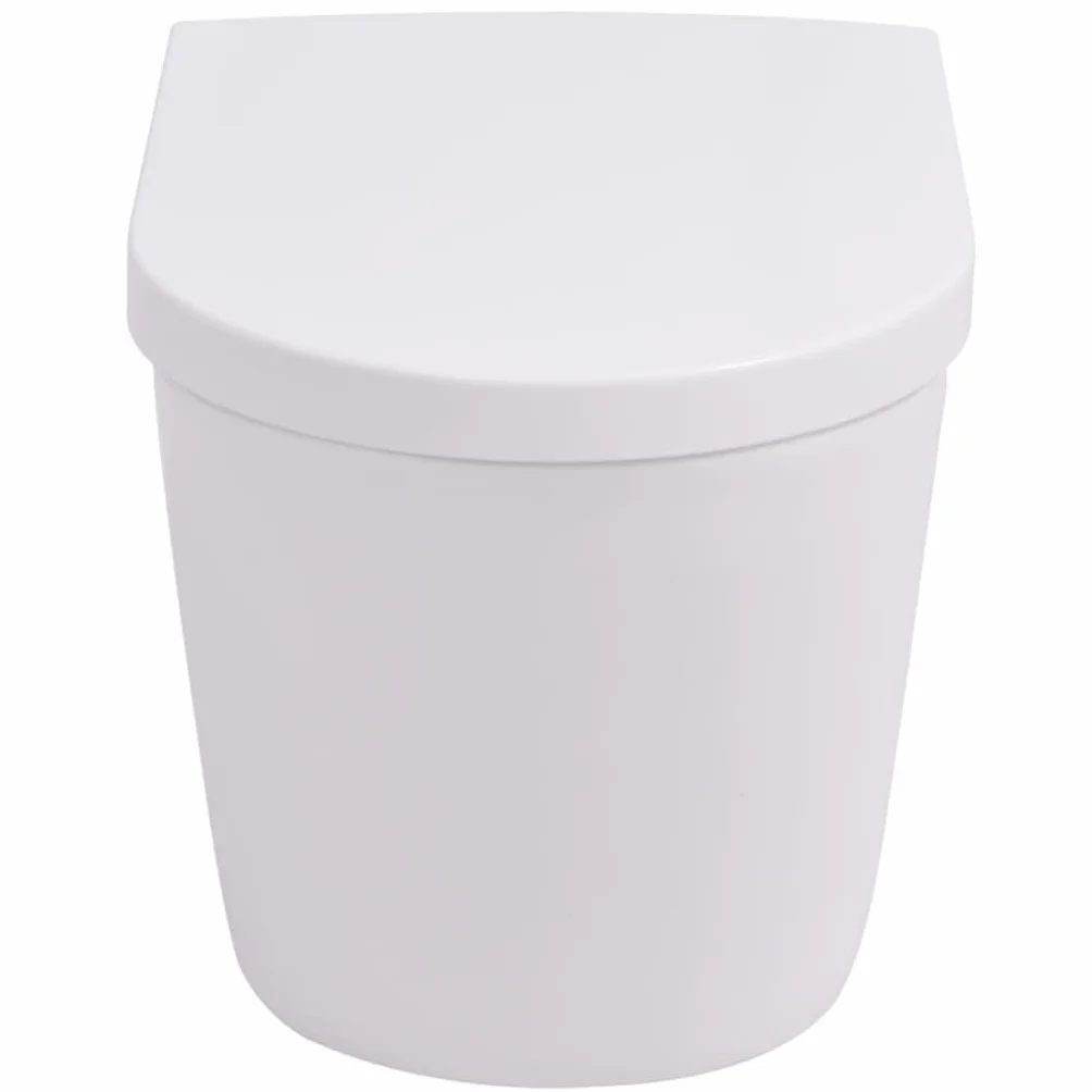 Biała ceramiczna toaleta ścienna z miękkim zamknięciem, ponadczasowy design do łazienki, łatwa do czyszczenia wisząca toaleta, z siedziskiem i pokrywą