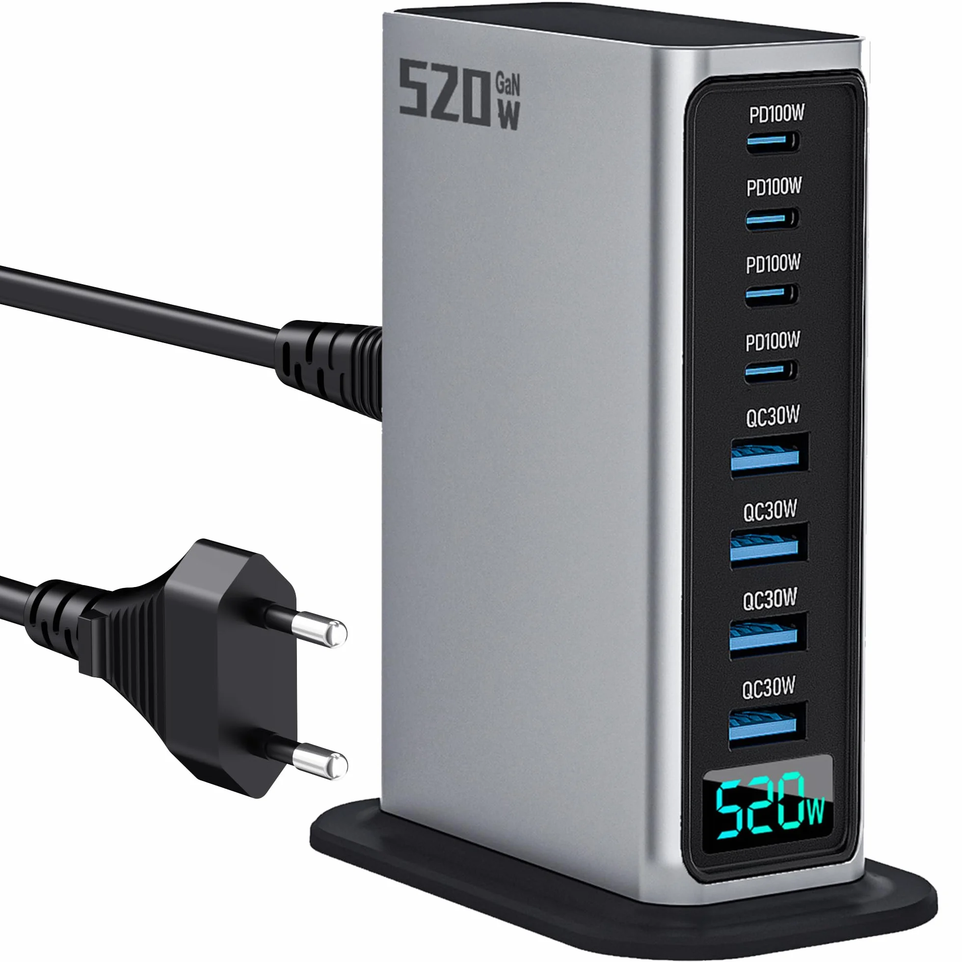 USB C Charger Block 520W 8 Port GaN Fast Charging Station Hub for Laptop, iPad, iPhone 16 Pro Max, Samsung Galaxy S25, Pixel, DELL, MacBook Pro/Air, Steam Deck USB C Charger Adapter for Android