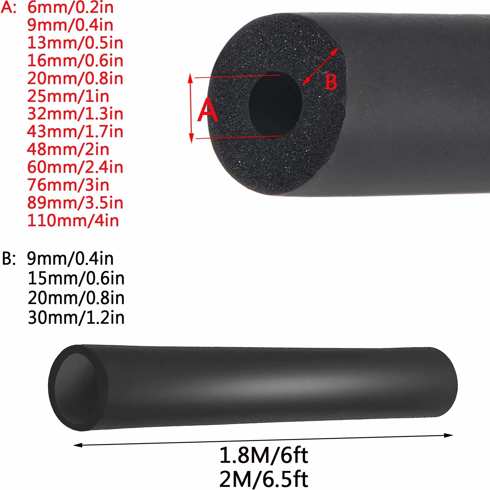 Antifreeze Insulation Wrap, Thick Heat Preservation Foam Tube, Pipe Insulation Tubing, For Plumbing Freeze Protection Exercise Handle(20mmx30mmx2m)
