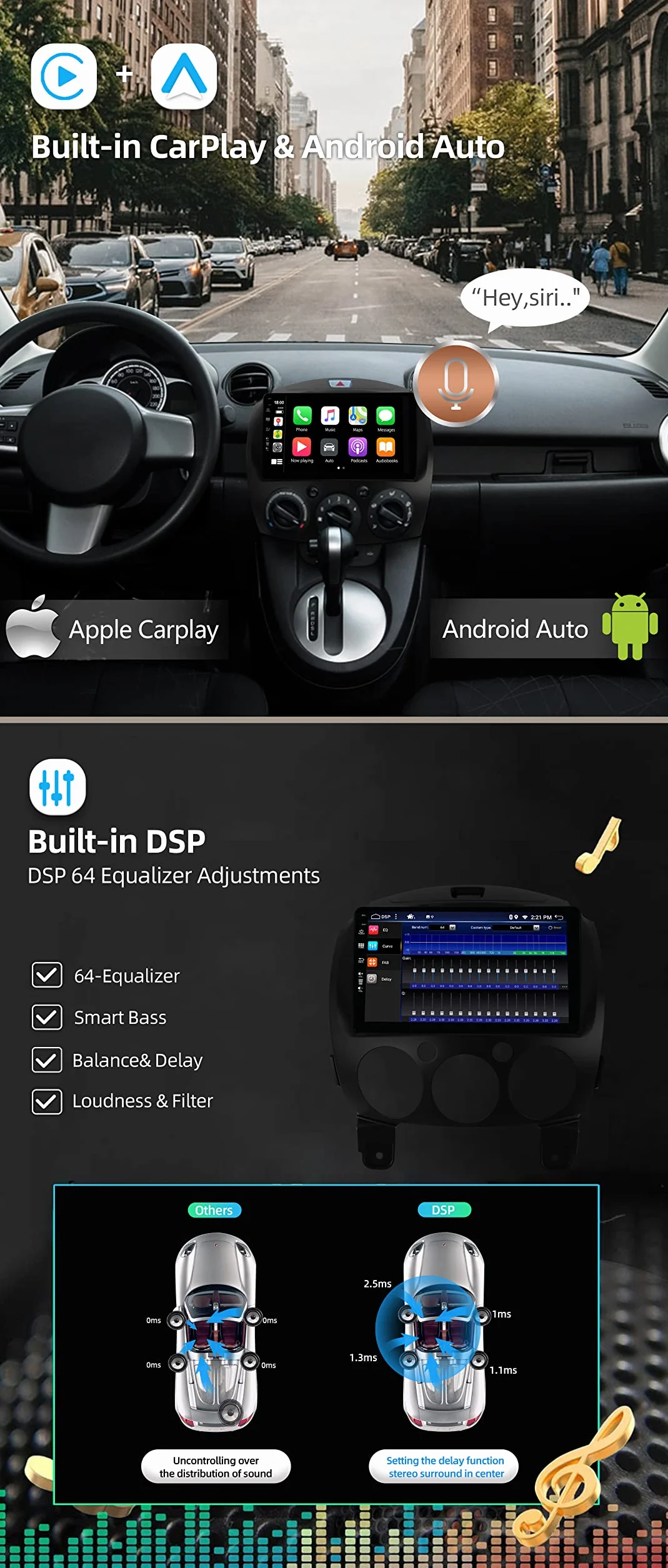 JOYX Android 13 radio samochodowe 2 DIN 10,1 cala do Mazda 2 2007-2012 4G 64G DSP Carplay Android Auto SWC WiFi BT DAB