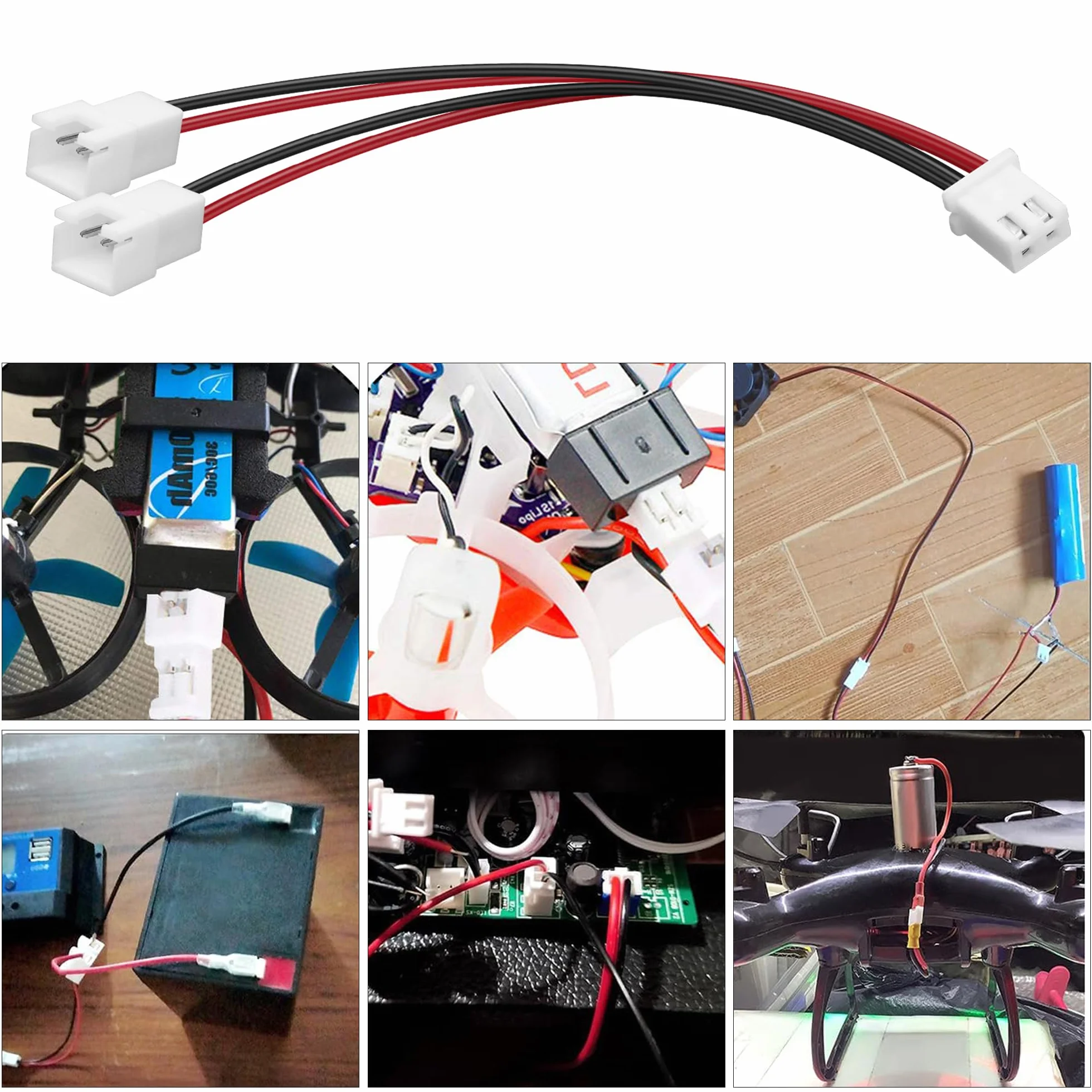 XMSJSIY XH2.54 1 na 2 łączniki drut przyłączeniowy 2-pinowy XH2.54 gniazdo do podwójnej wtyczki 2,54 mm Pitch płyta główna PWM PC Chassis Fan Y rozdzielacz złącze do PC Fan drukarki 3D światło LED - 6