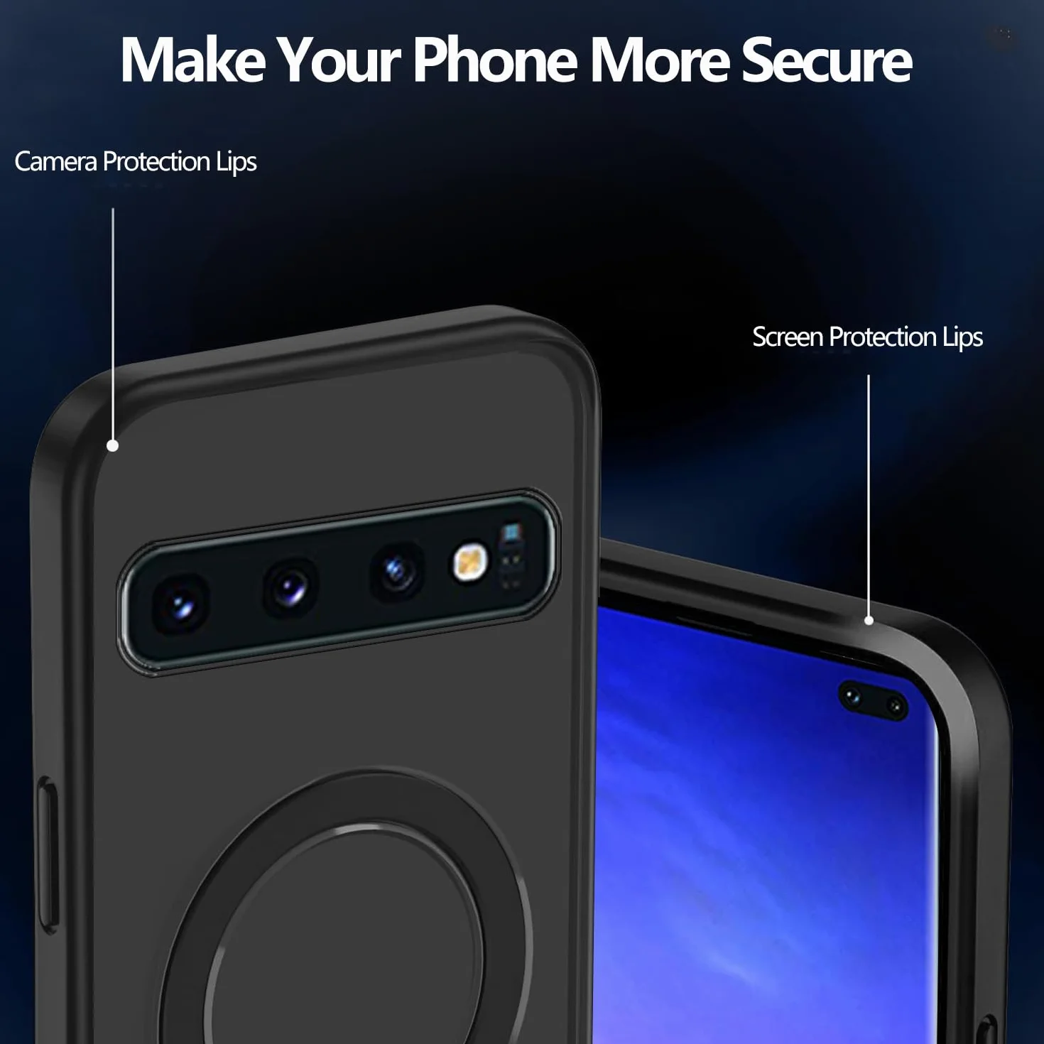 Magnetyczne etui do Samsung Galaxy S10 Plus, kompatybilne z ładowaniem bezprzewodowym, matowe, czarne