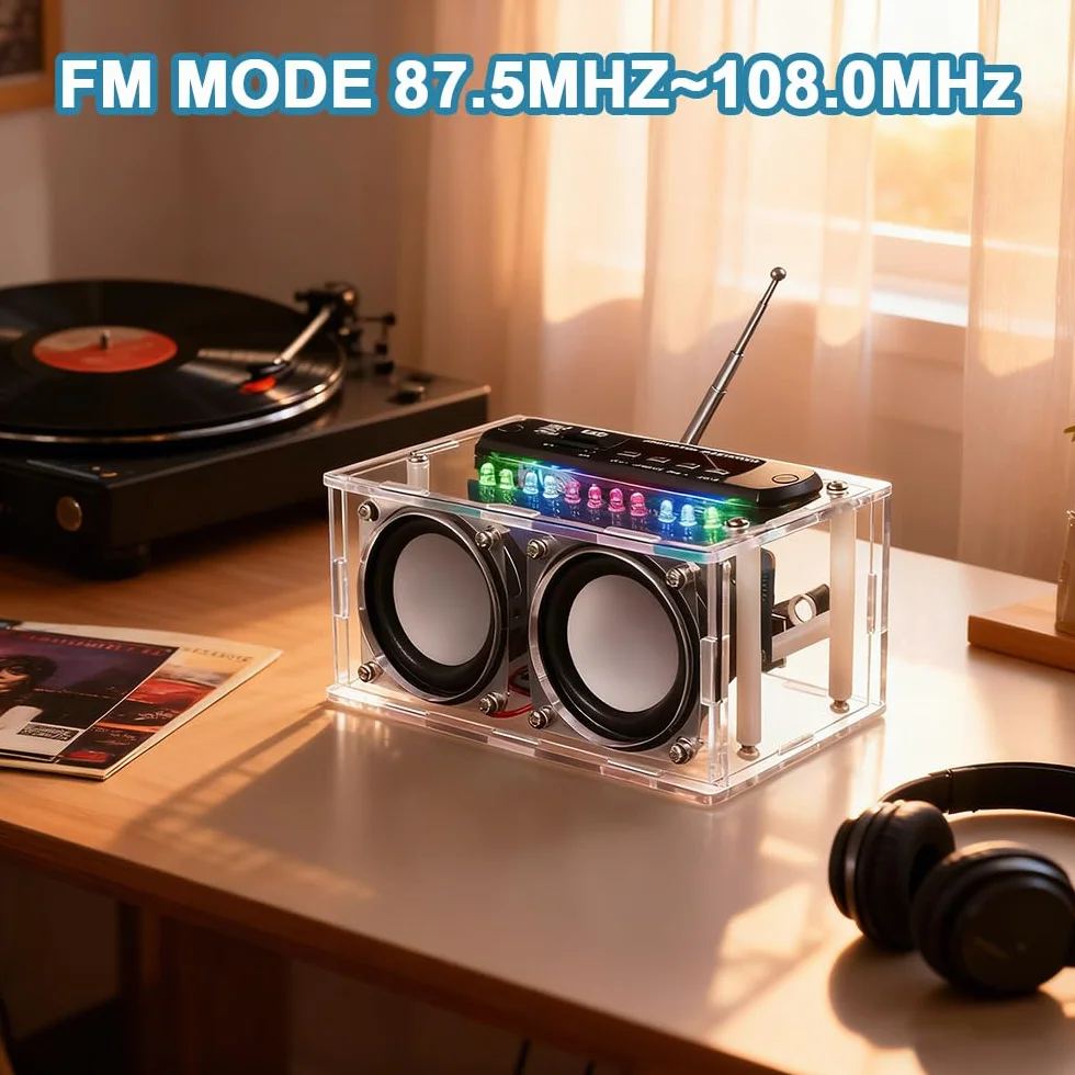 Zestaw do samodzielnego montażu głośnika elektronicznego, zestaw radiowy z radiem FM i nagrywaniem głosu, zestaw głośników z dyktafonem sterowanym głosem i pilotem zdalnego sterowania, zestaw
