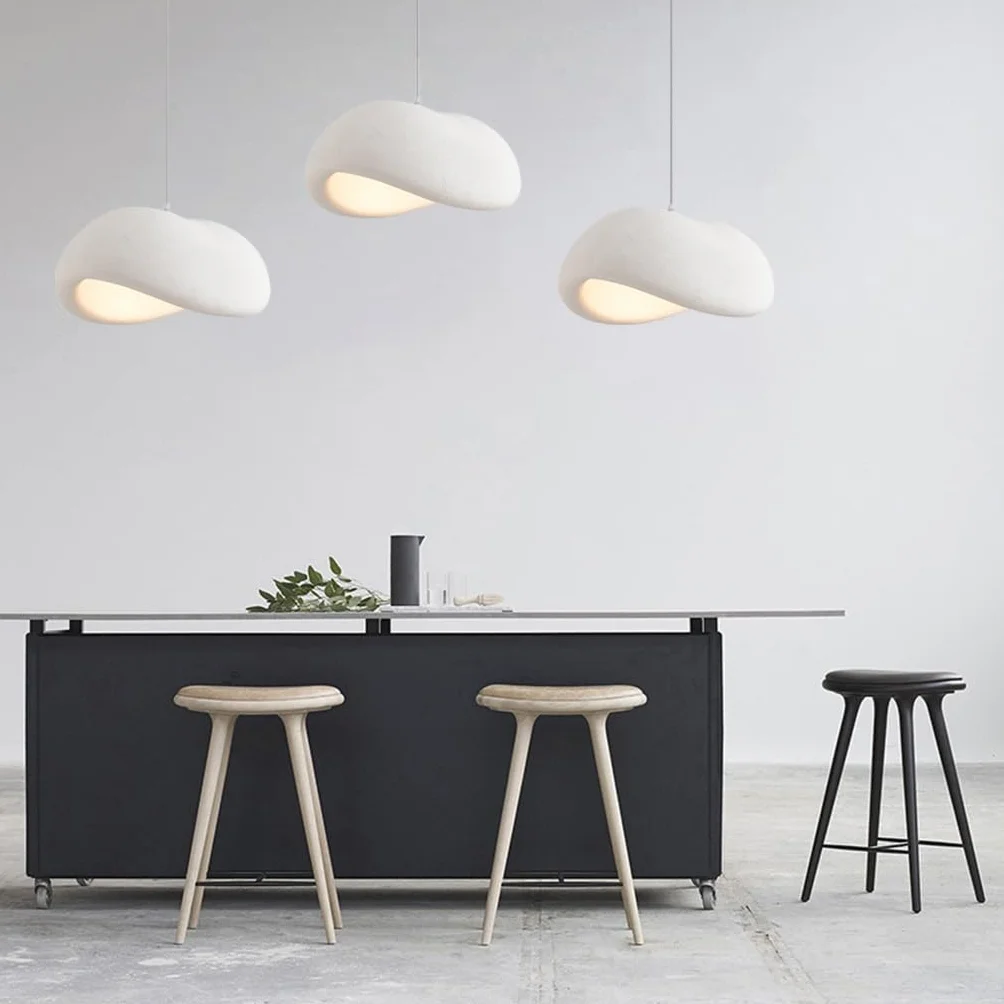 Kreatywna Lampa Wisiąca Wabi Sabi Lampa Pendularna E27 Nowoczesny Styl Japoński 3-Świetlna Biała Regulowalna Wysokościowo Żyrandol Do Stołu Jadalniskowego Salonu Jadalni Oświetlenie(Long)
