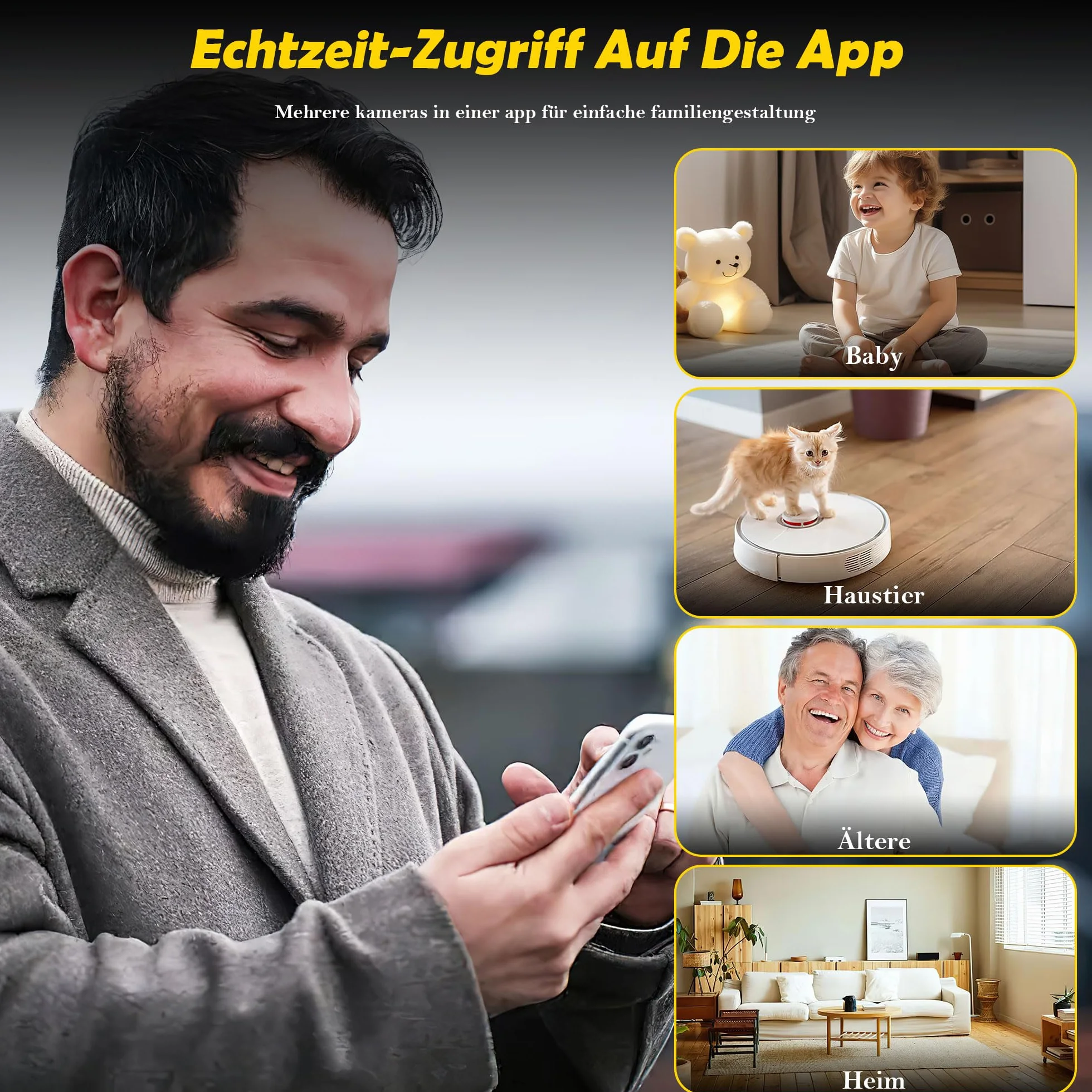 Mini Kamera 4K WLAN z Czujnikiem Ruchu, 3000 mAh, Transmisja na Żywo