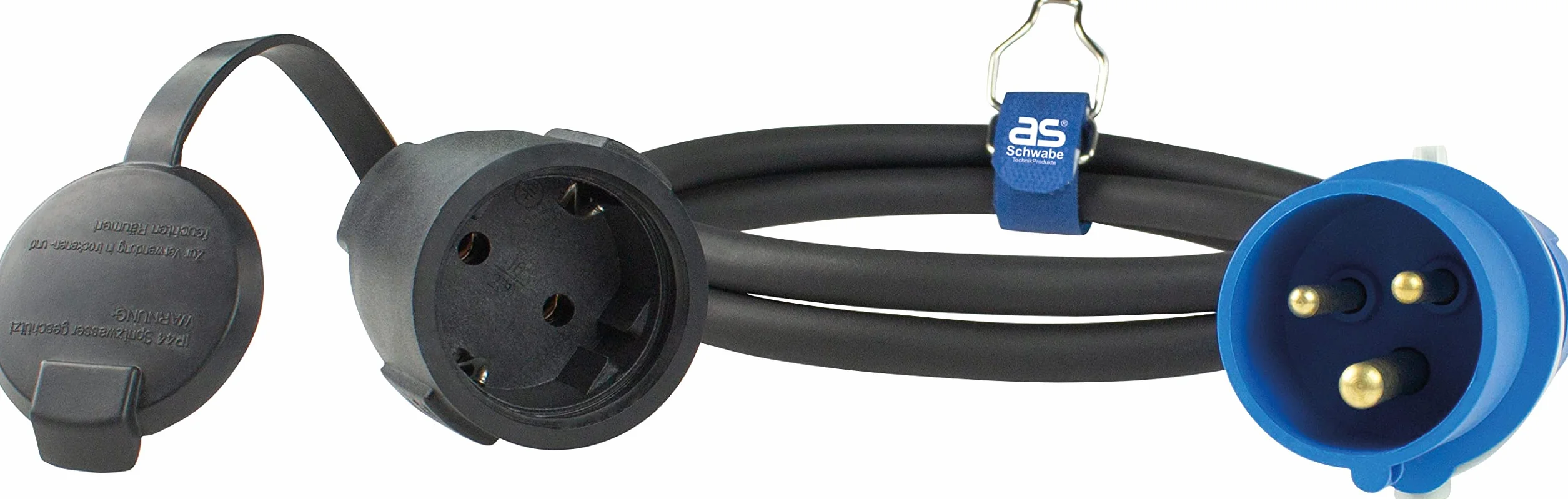 as - Schwabe 61408 CEE Przedłużacz Zasilania 16 A, IP44, Czarny