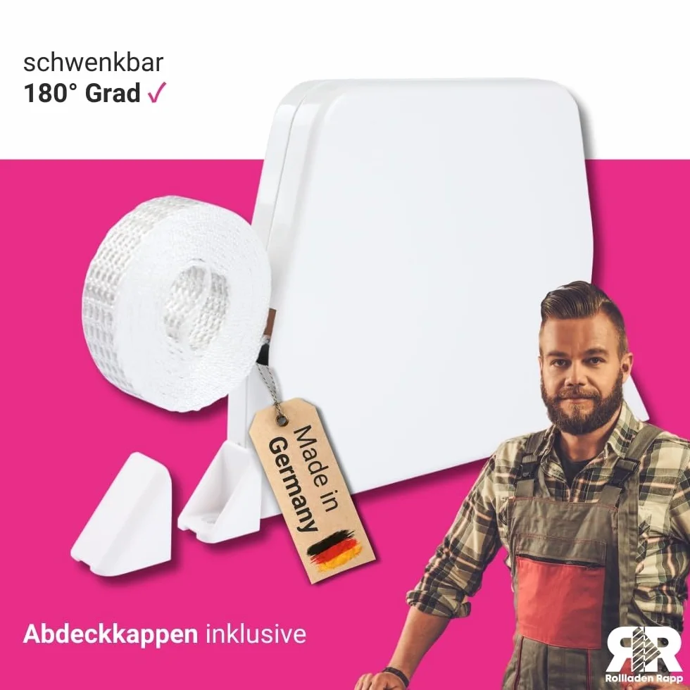 Rolka zwijacza taśmy, natynkowa, mini wychylna, w zestawie zaślepki i taśma 14 mm, szerokość paska do rolet, nawijarka natynkowa, rozstaw otworów 153 mm [418]