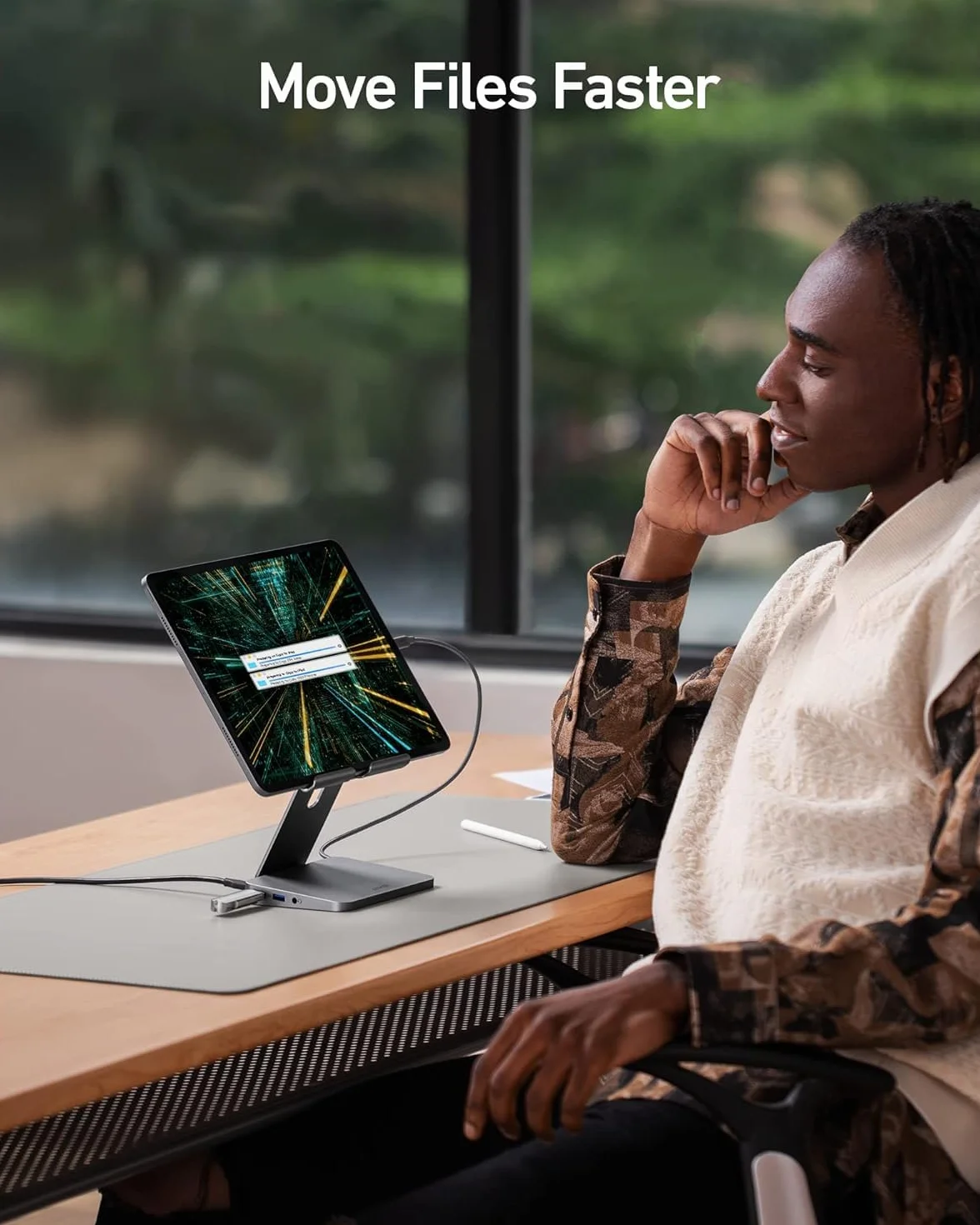 Anker USB C Hub 551 8-in-1 with Folding Tablet Stand, Power Input, 4K HDMI, 2 USB-A Data Ports, 3.5mm AUX and MicroSD/SD Card Slots for iPad Pro and More