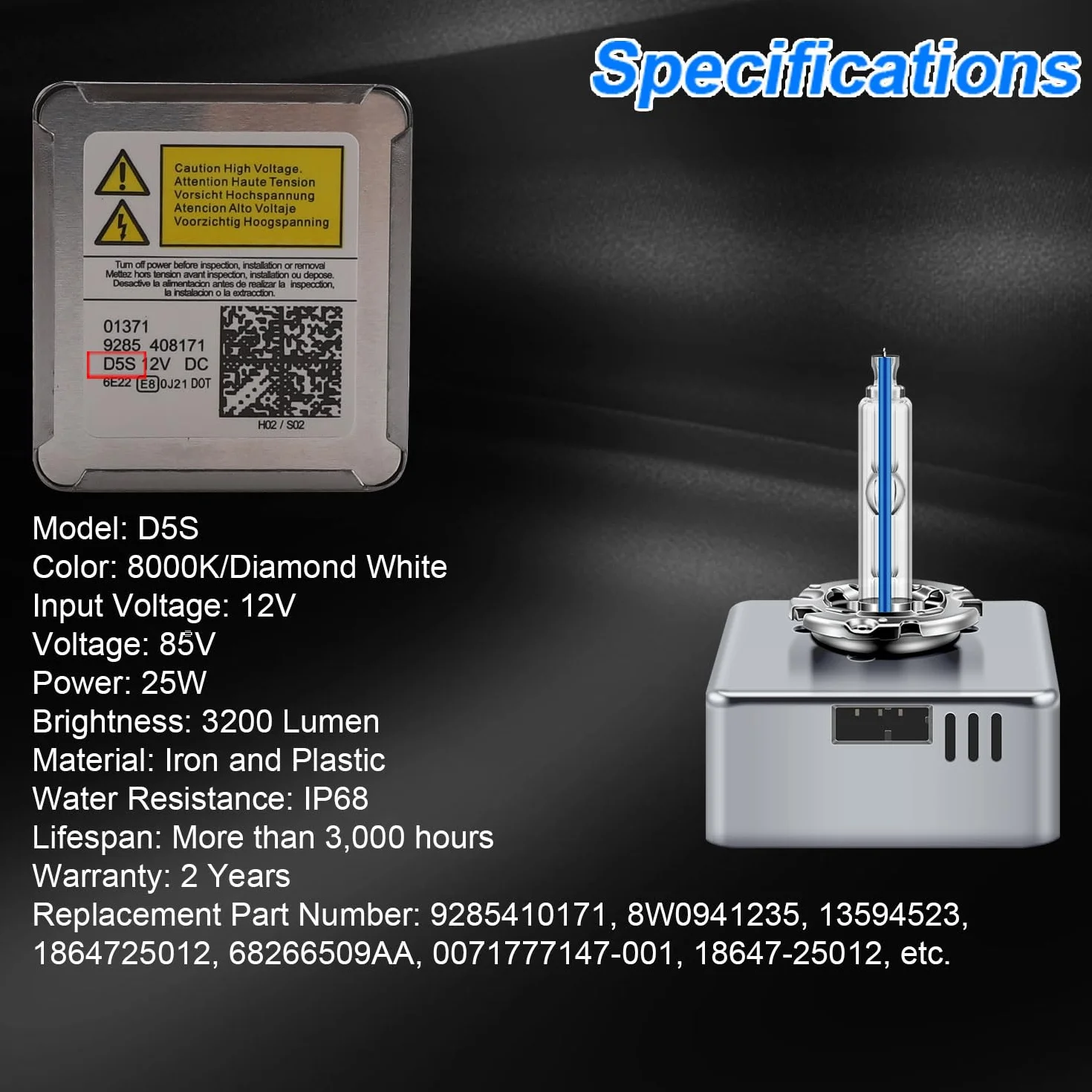 Erato HID D5S 8000K 25 W ksenonowa lampa wyładowcza biały diament mijania i światła drogowe 12 V zestaw wymienny wodoodporny samochód HID 2 szt
