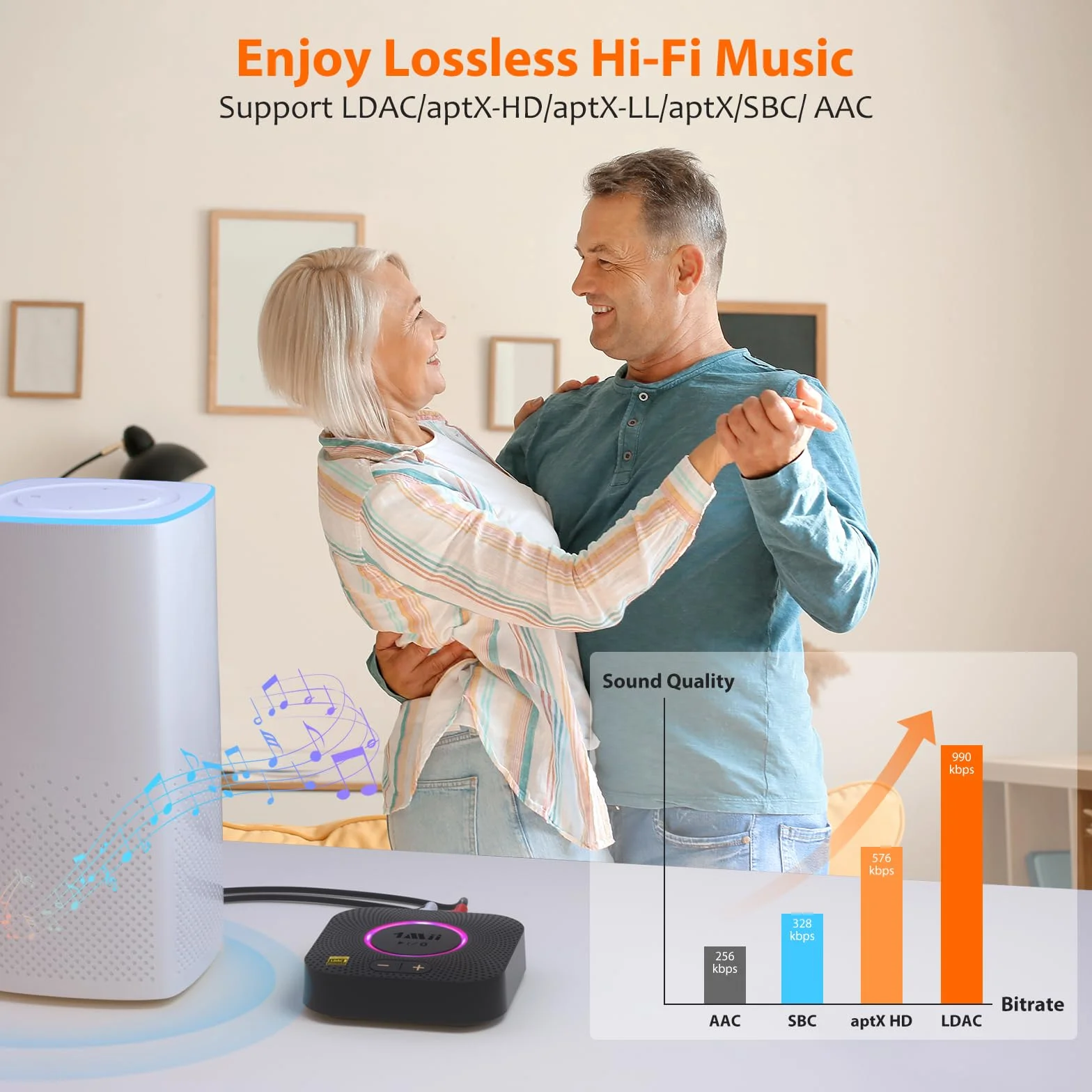 1Mii B06S+ LDAC Odbiornik Bluetooth 5.2 Hi-Res Audio Adapter aptX HD
