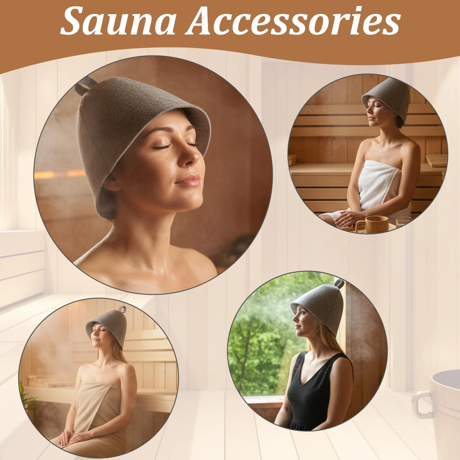 Lusofie 2 szt. filcowa wełniana czapka do sauny dla kobiet mężczyzn - z wiszącą pętlą czapka do sauny do spa - izolacyjne nakrycie głowy do łaźni parowej banya