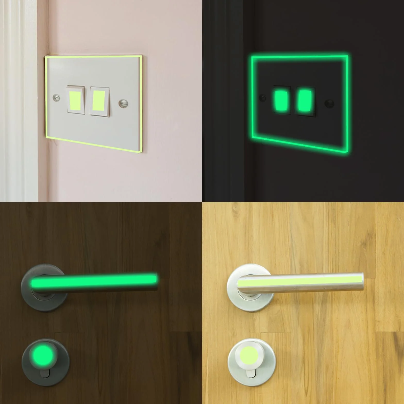 Fluorescencyjna taśma klejąca, zielone światło, świecąca taśma, neonowa taśma samoprzylepna, neonowa taśma świecąca w ciemności, na schody, oświetlenie drzwi i ścian