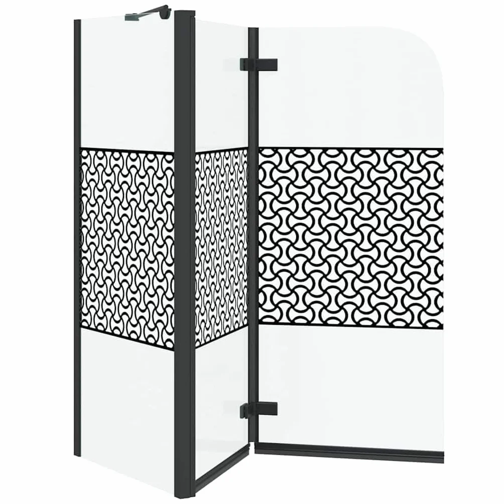 Kabina prysznicowa czarna ze szkła bezpiecznego i aluminium, 120 x 67 x 129 cm, składana ścianka prysznicowa z funkcją obracania, zabezpieczona przed pryskającą wodą kabina prysznicowa do wanny