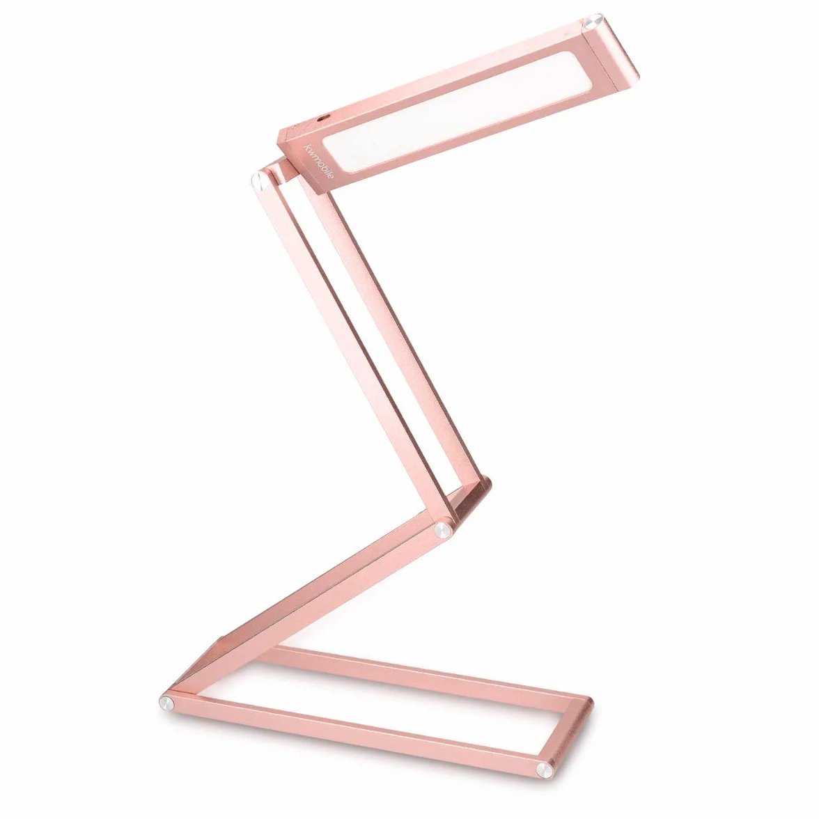 kwmobile Aluminiowa lampa stołowa LED z obrotową głowicą – akumulatorowa, składana, micro USB, różowe złoto