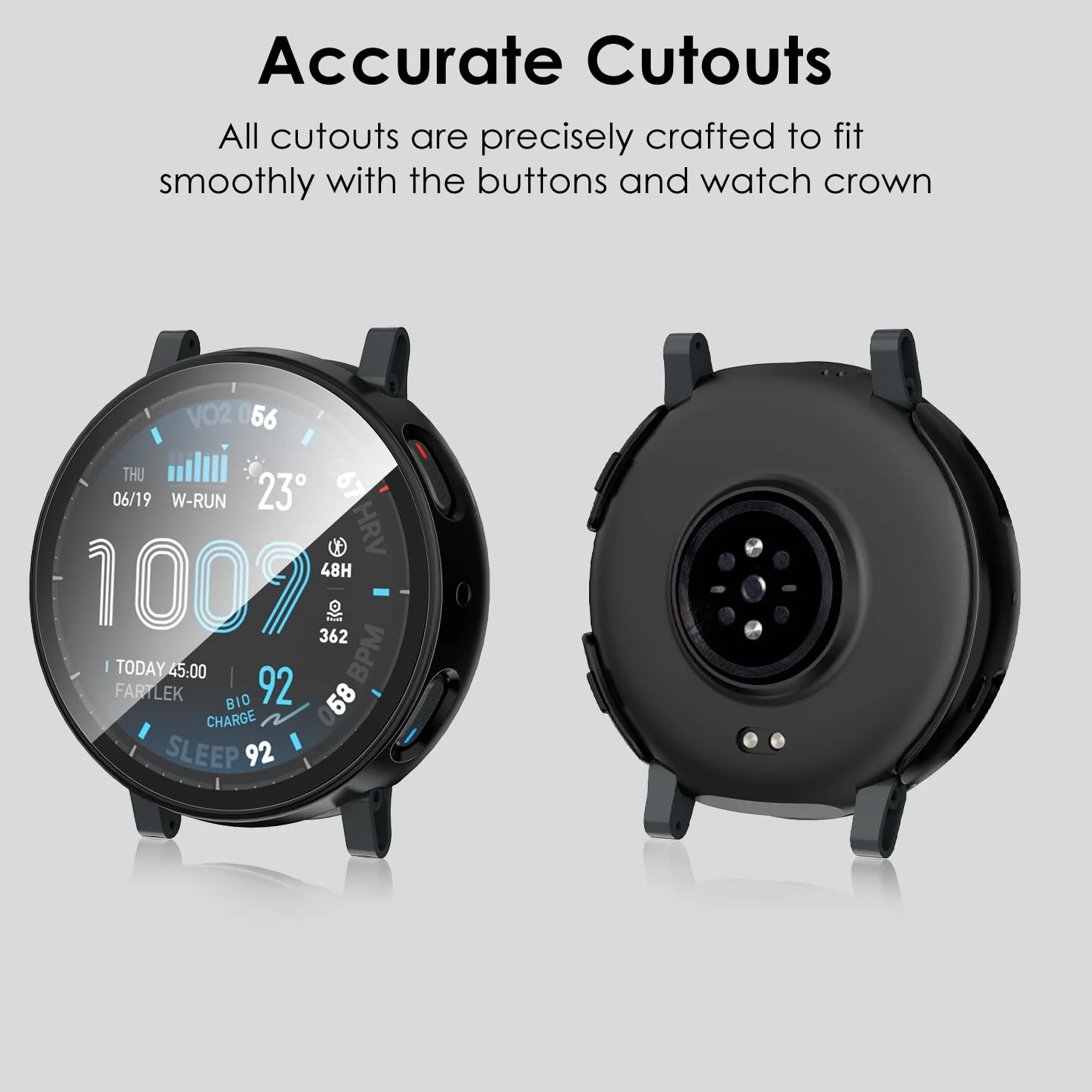 iVoler 3 sztuki etui ze szkła hartowanego do Amazfit Active Max, pełne pokrycie, odporna na wstrząsy osłona ekranu, smukły twardy zderzak