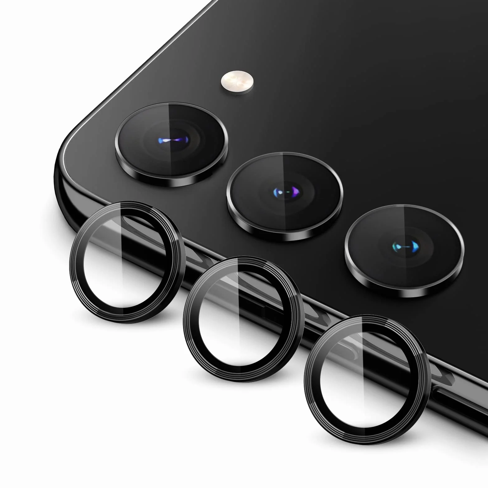 JETech Ochraniacz Obiektywu Aparatu Samsung Galaxy S23 5G S23 Plus 5G, 9H Szkło Hartowane Metalowy Pierścień, Czarny