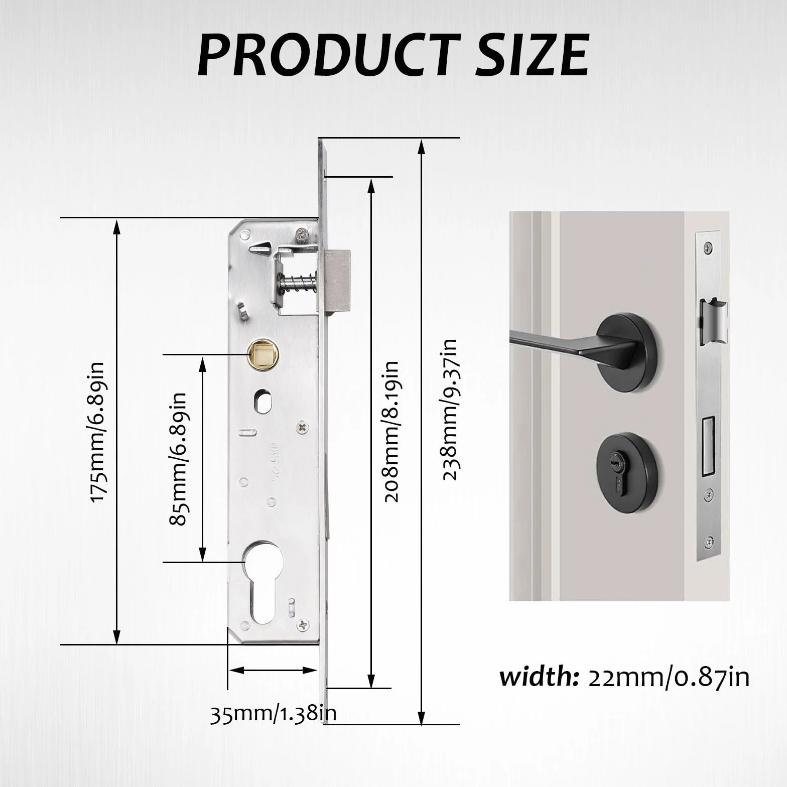 BigKing 1 x zamek do drzwi, zamek cylindryczny, średnica zamka szczelinowego 25 mm, odstęp 85 mm, zamek ze stali nierdzewnej, lewo/prawo, do drzwi o szerokości do 120 cm