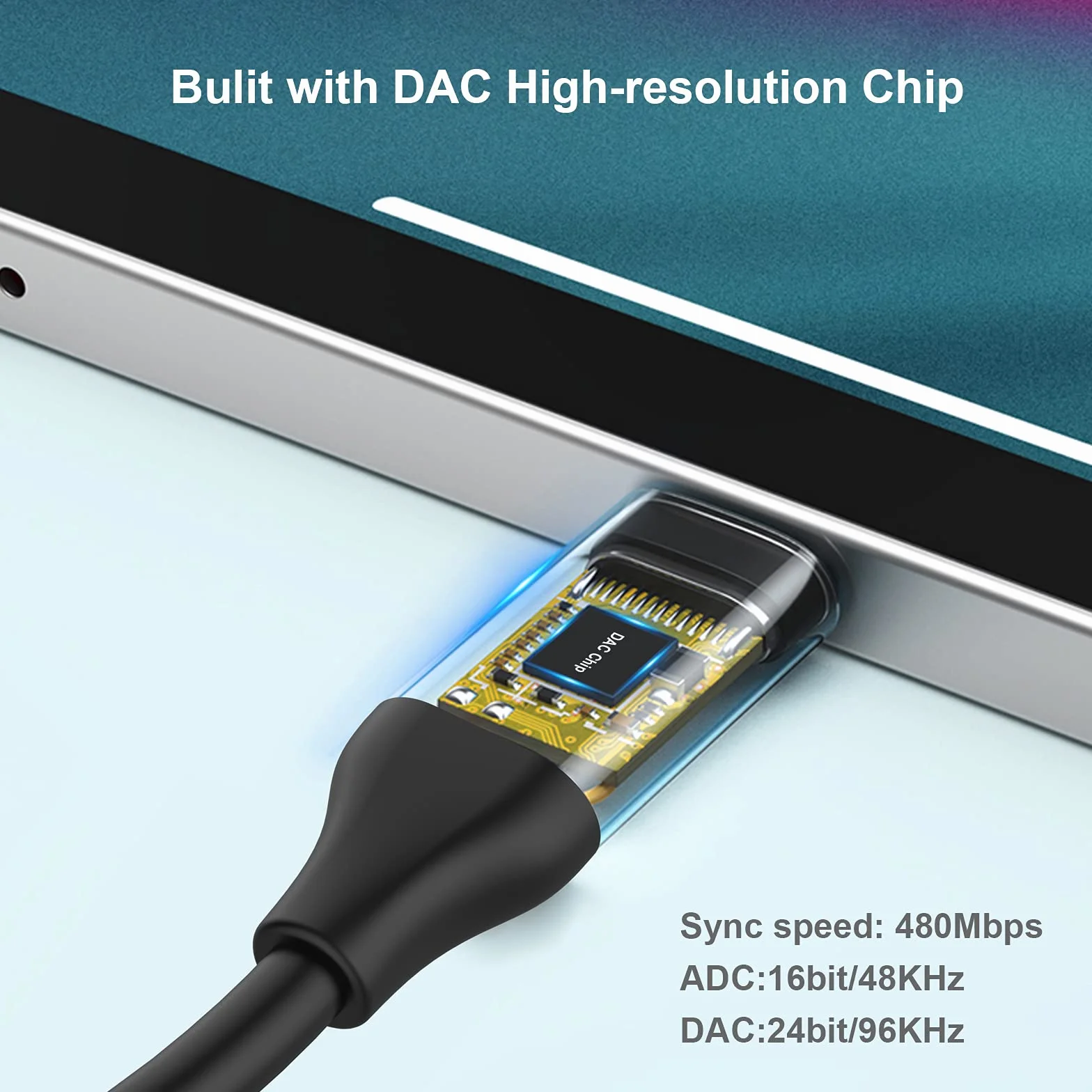 ANDAPA adapter USB-C na Jack 3,5 mm kompatybilny z iPad Pro, iPhone 15, Samsung S23, Xiaomi 11, Pixel 4