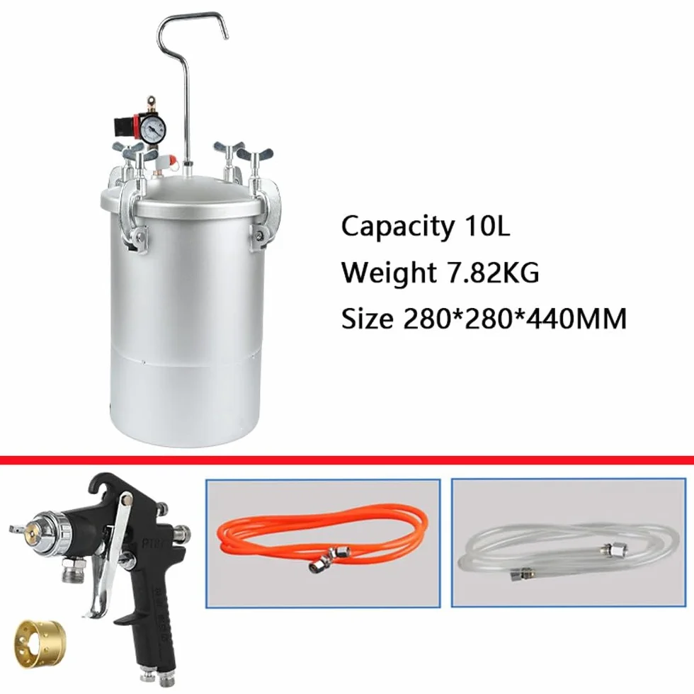 Sprzęt do malowania ciśnieniowego, pistolet natryskowy z regulowanymi pokrętłami, pneumatyczny imitacja kamienia do dachu, ścian, mebli, pojazdów (10L)