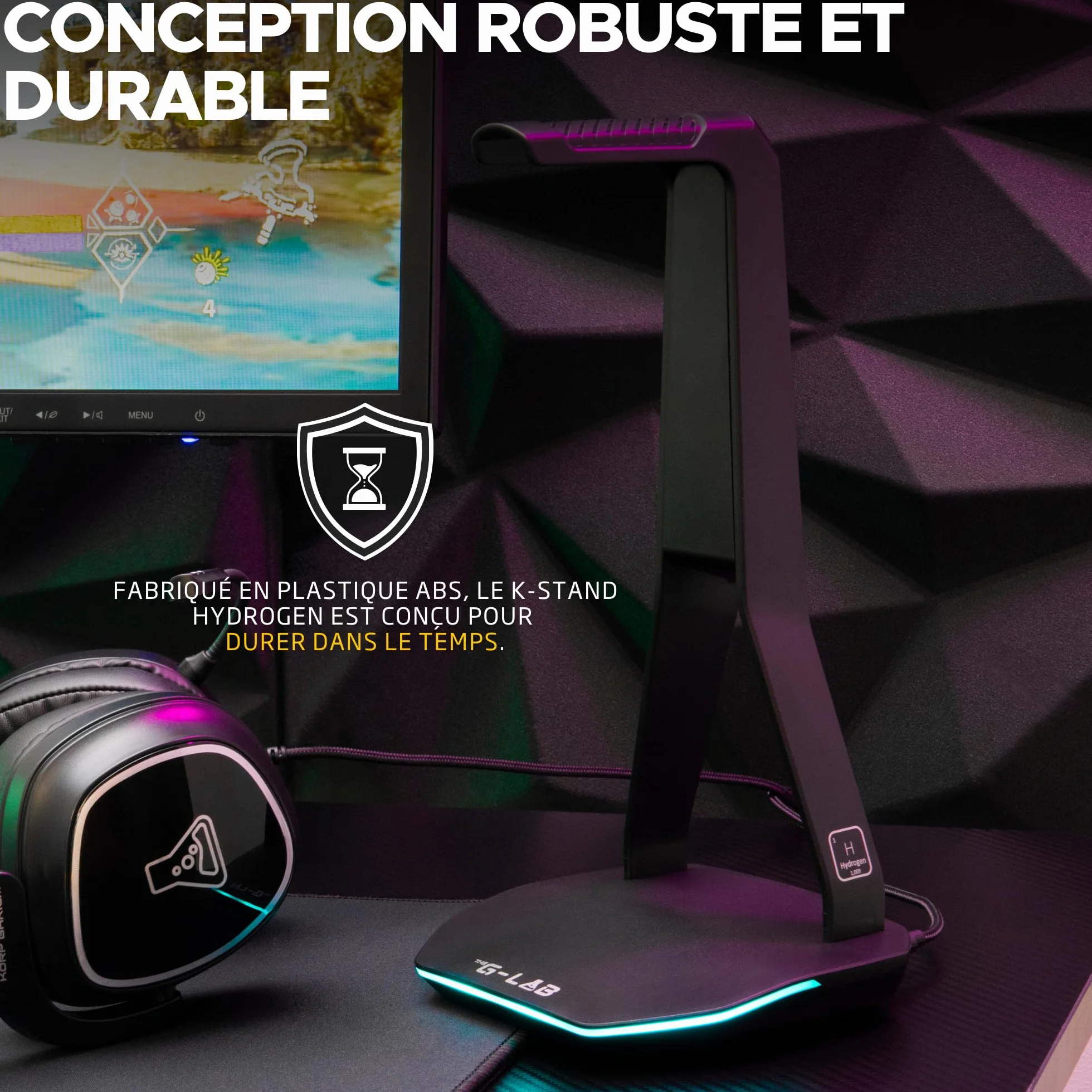 The G-Lab K-Stand Hydrogen Uchwyt na słuchawki RGB 7 kolorów USB USB-C antypoślizgowa podstawa