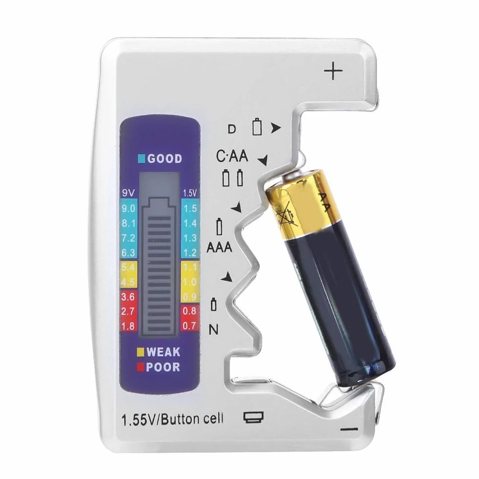 Uniwersalny cyfrowy tester baterii LCD do D C AA AAA 9V 1.5V