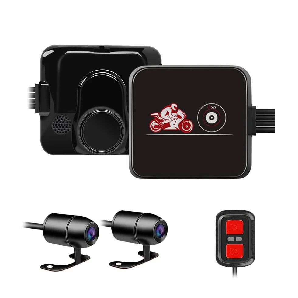 VSYSTO Kamera motocyklowa 1080p podwójna soczewka WiFi szerokokątna 130°